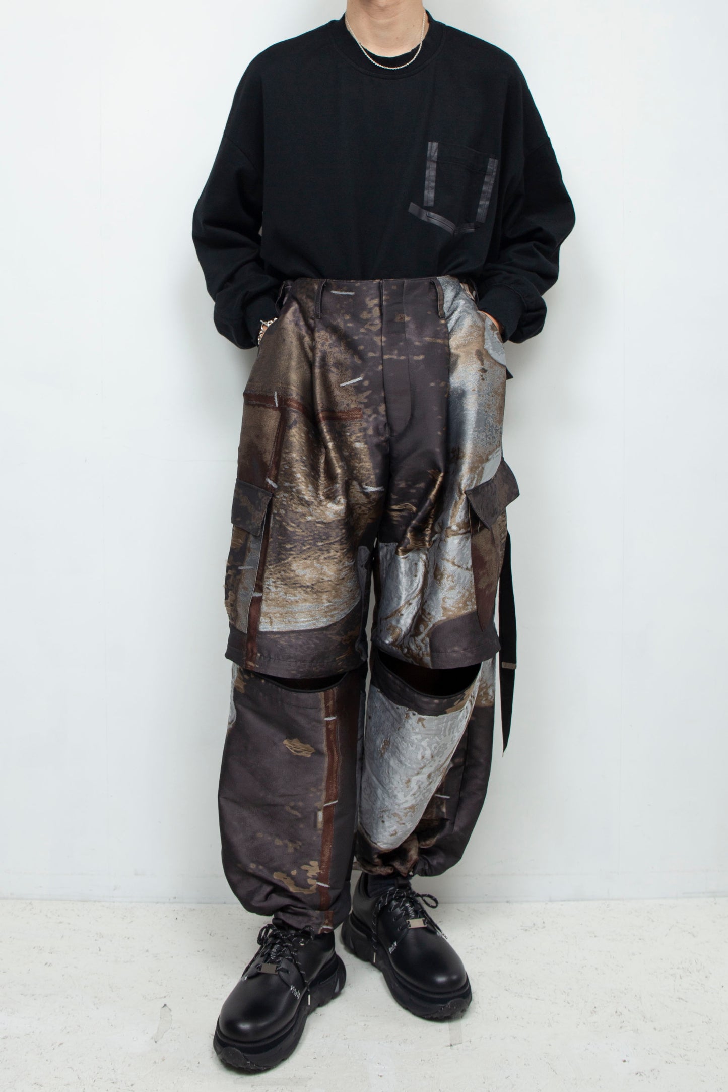 LB24AW-PT05-JQD | 艺术图案做旧提花可拆卸工装裤 | LUMBER&METAL