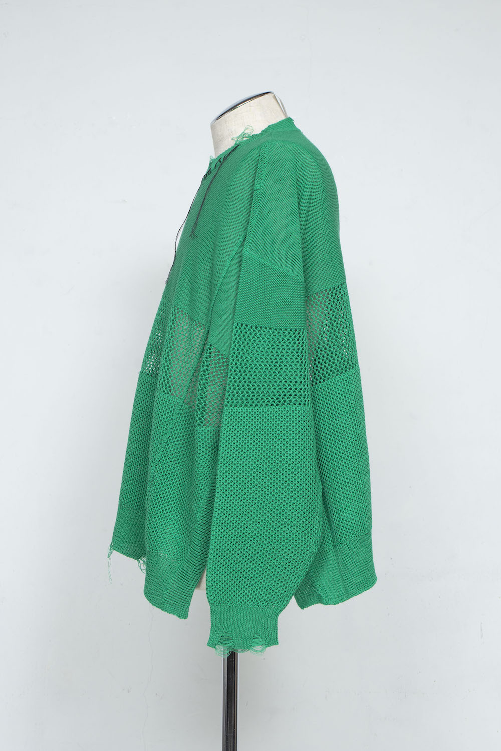 <last> LB25SS-KNTE03 | Hand-stitched crushed summer knit | GREEN</last>
