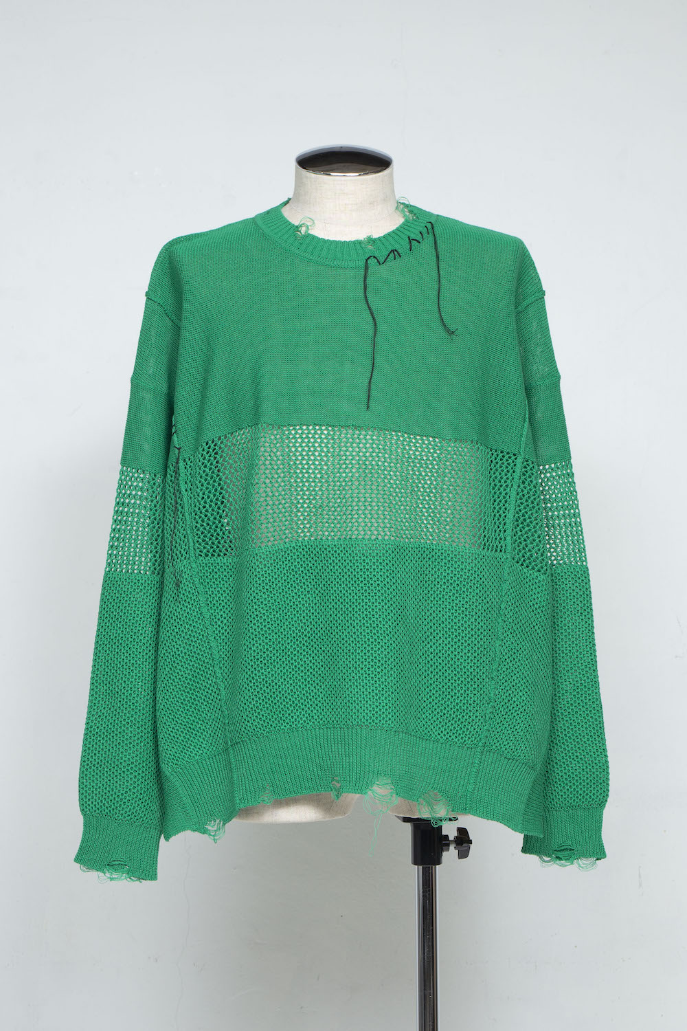 <last> LB25SS-KNTE03 | Hand-stitched crushed summer knit | GREEN</last>