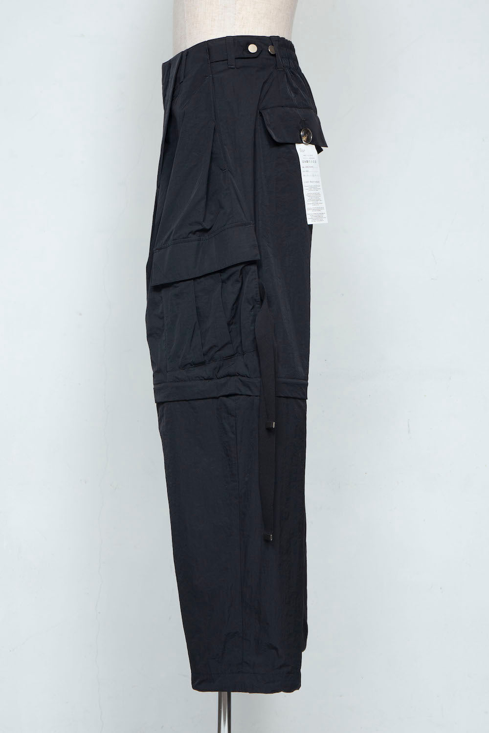 *Limited Fabric* LB25SS-PT05-HCVN | VINTAGE NYLON DETACHABLE CARGO PANTS | BLACK