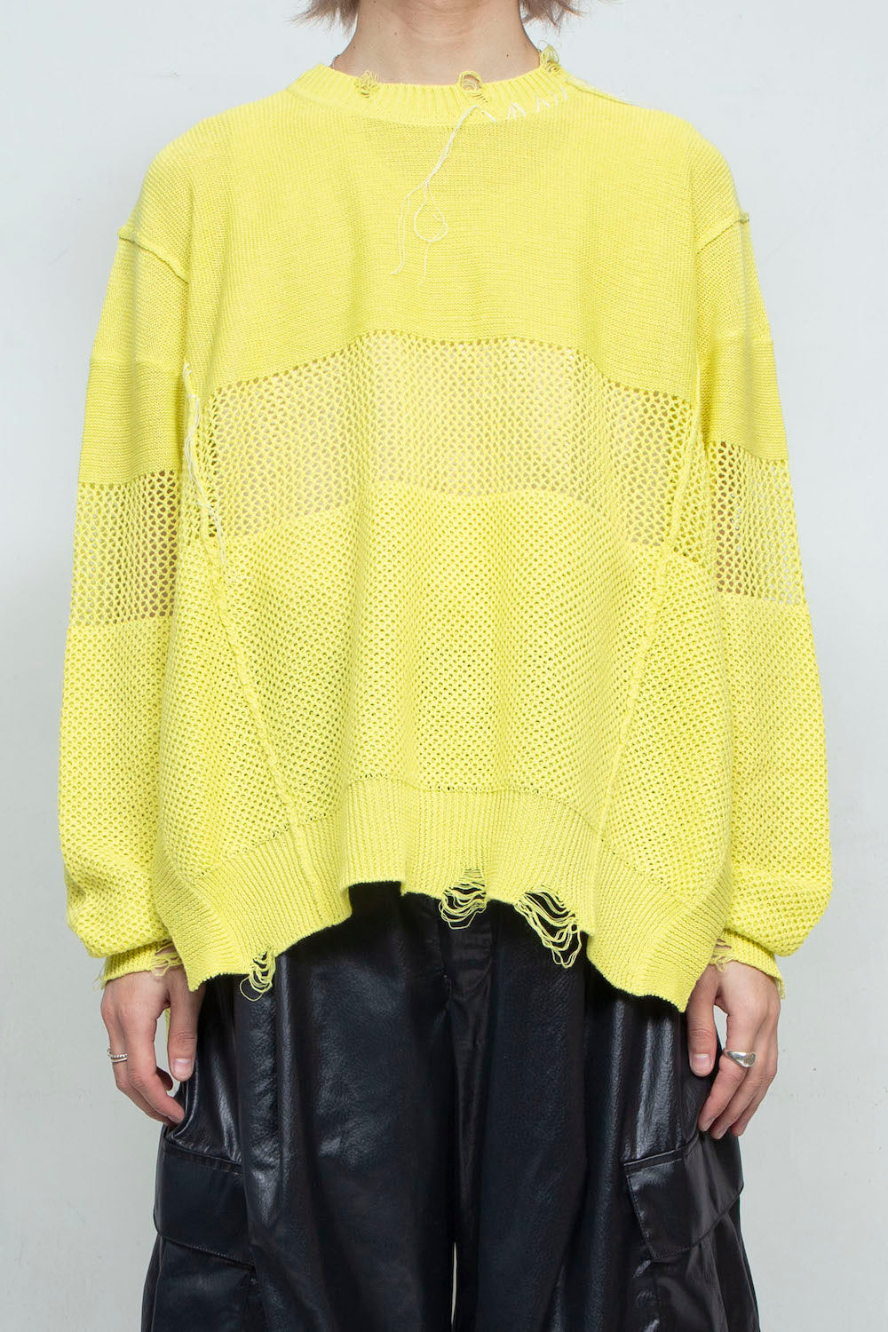 LB25SS-KNTE03 | Hand-stitched crushed summer knit | YELLOW