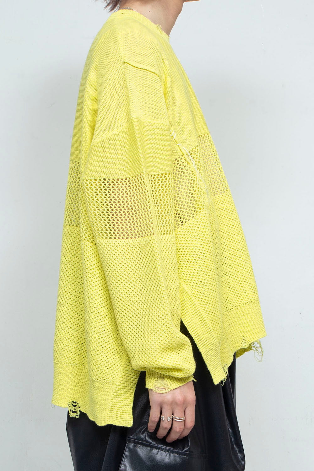 LB25SS-KNTE03 | Hand-stitched crushed summer knit | YELLOW