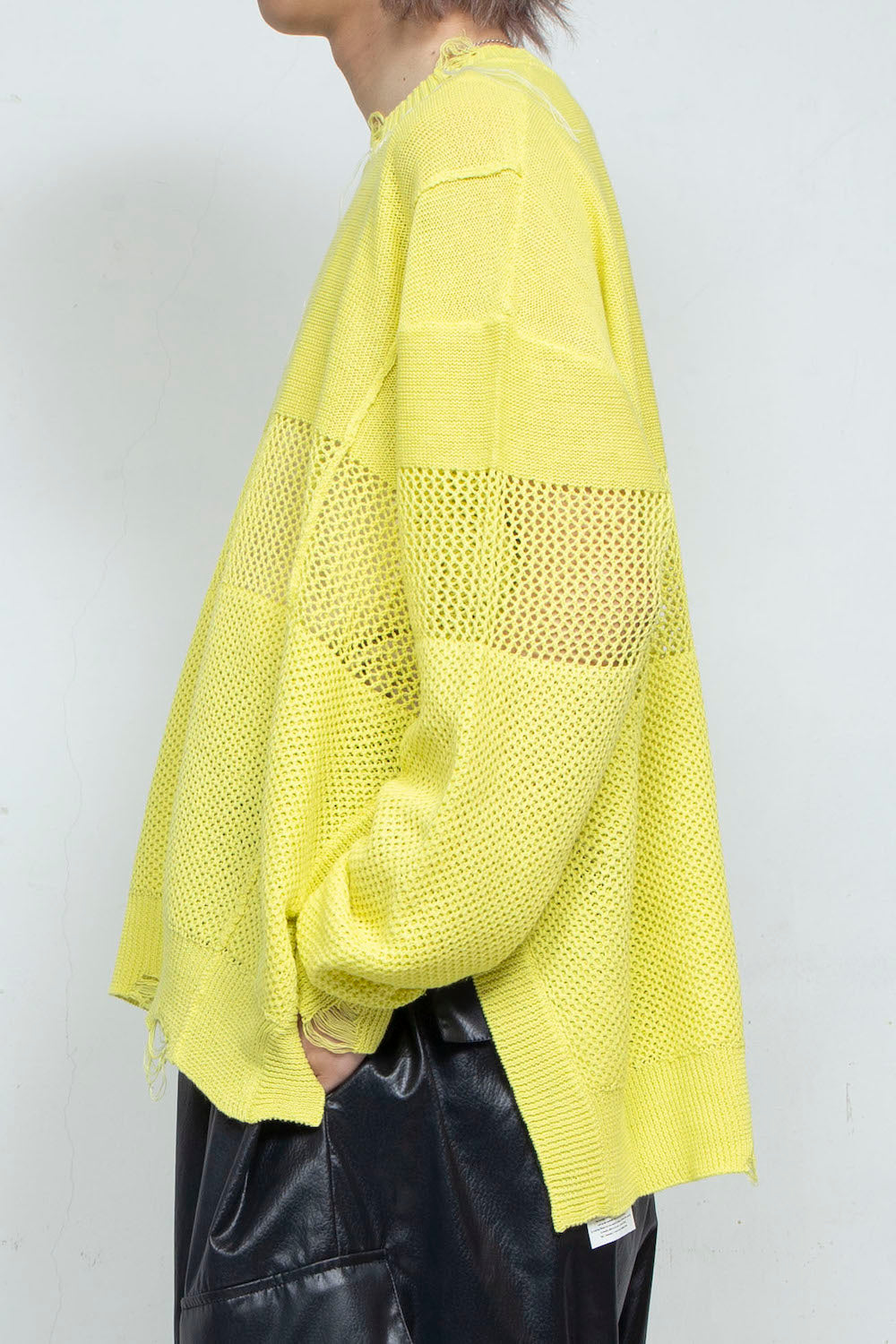 LB25SS-KNTE03 | Hand-stitched crushed summer knit | YELLOW