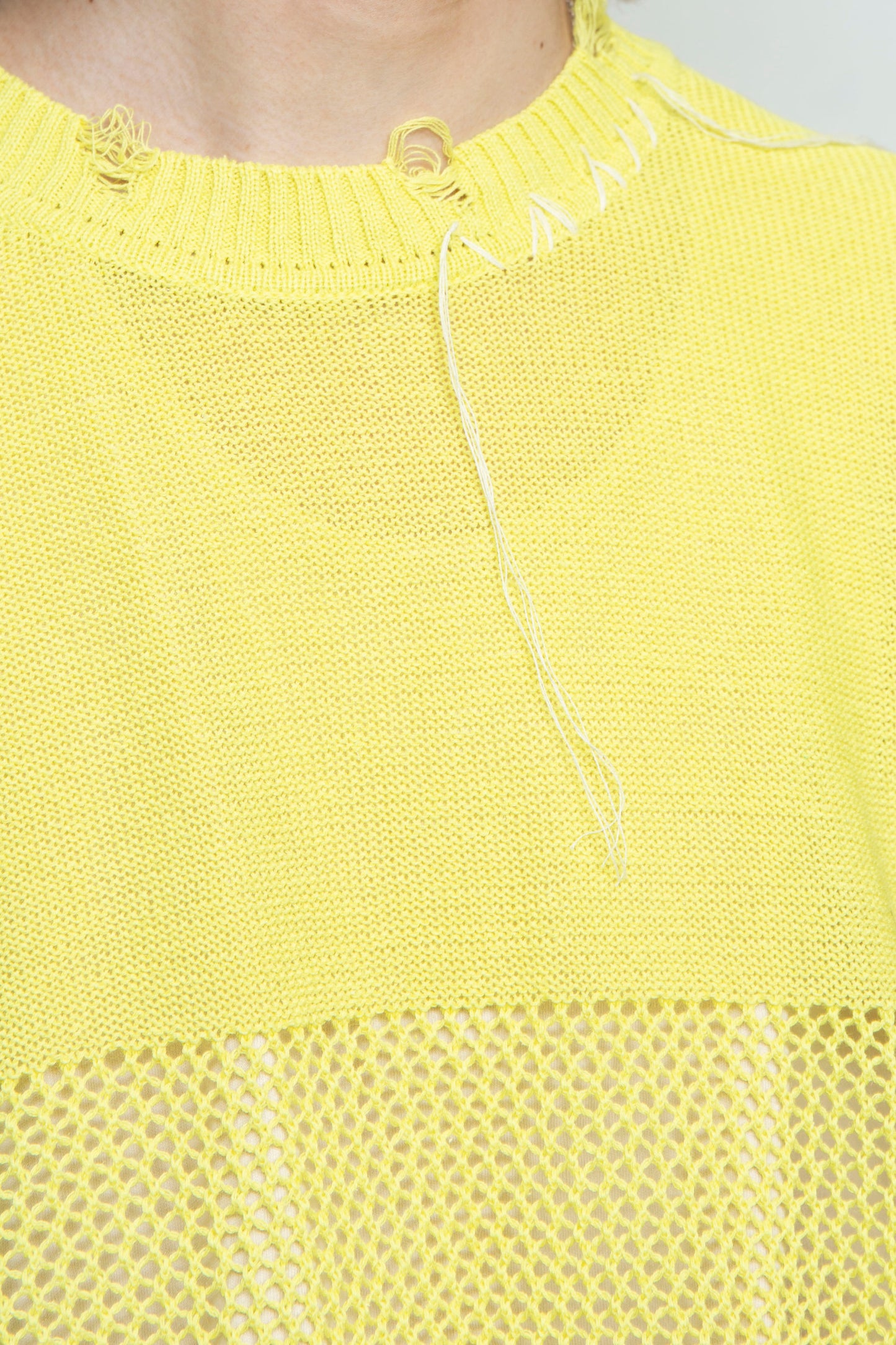 LB25SS-KNTE03 | Hand-stitched crushed summer knit | YELLOW