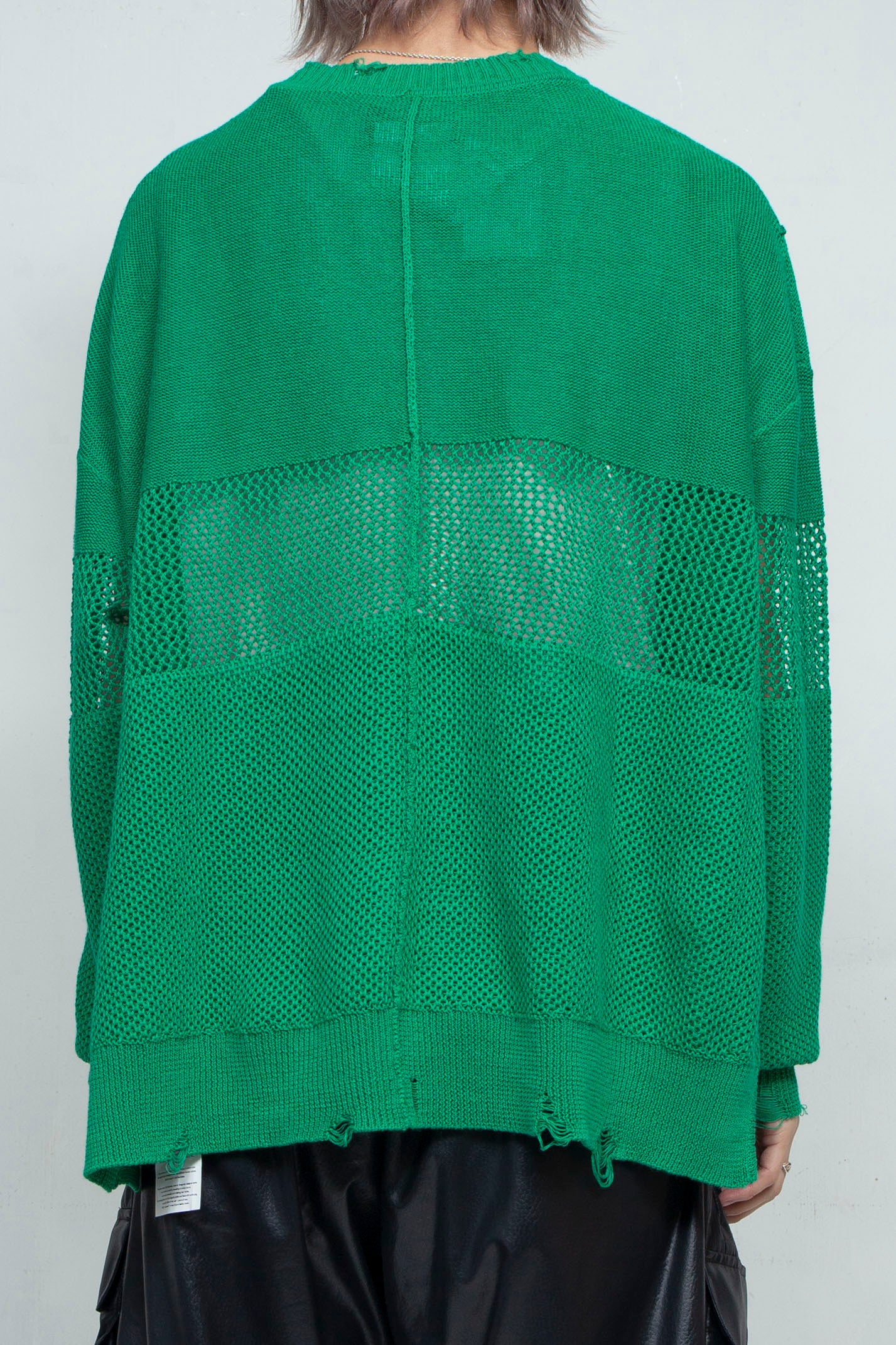 <last> LB25SS-KNTE03 | Hand-stitched crushed summer knit | GREEN</last>