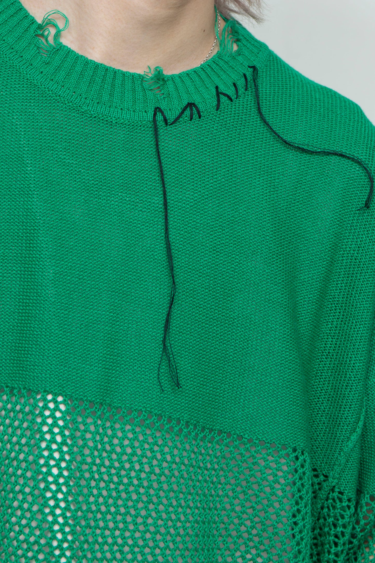 <last> LB25SS-KNTE03 | Hand-stitched crushed summer knit | GREEN</last>