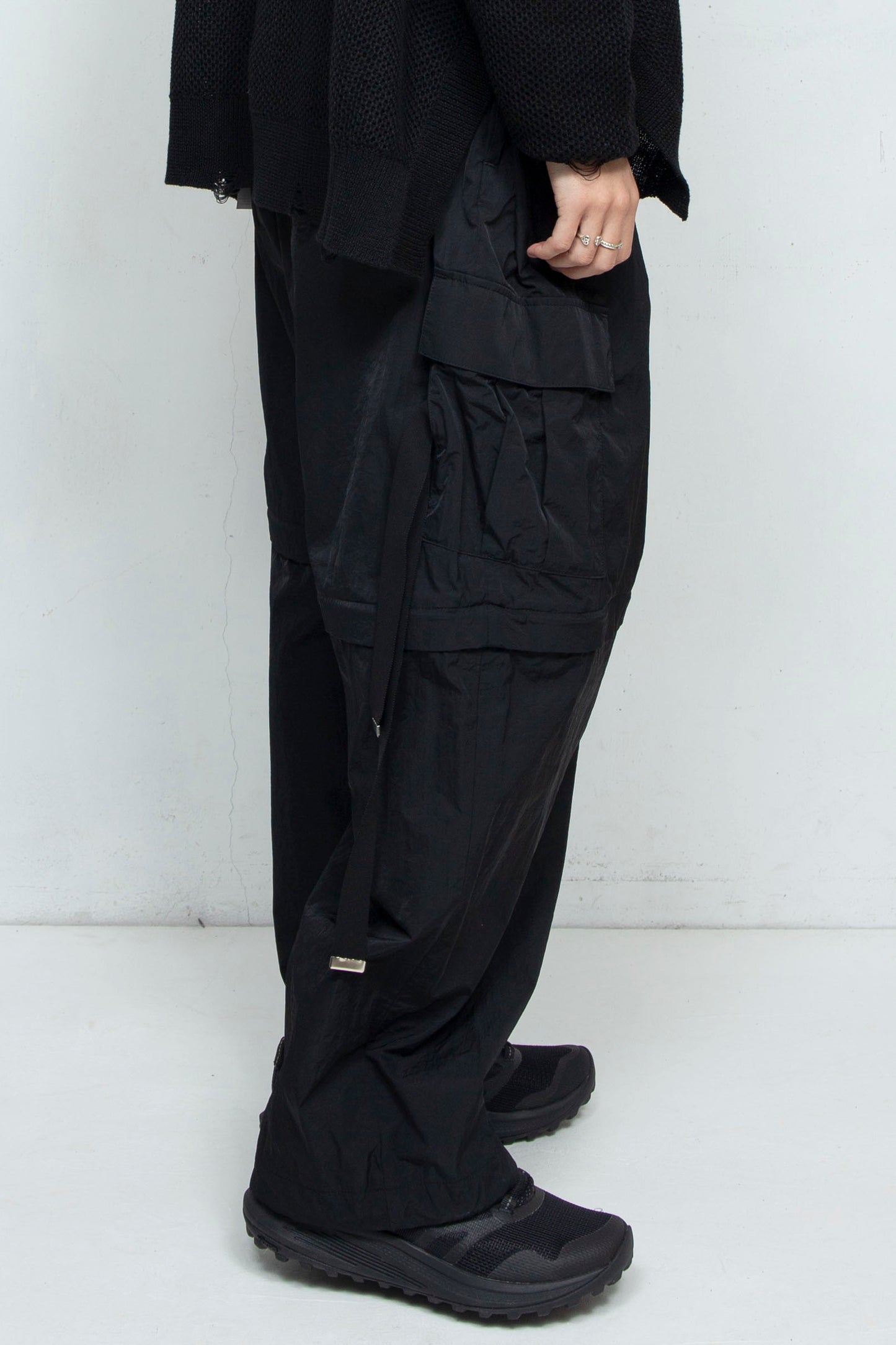 *Limited Fabric* LB25SS-PT05-HCVN | VINTAGE NYLON DETACHABLE CARGO PANTS | BLACK
