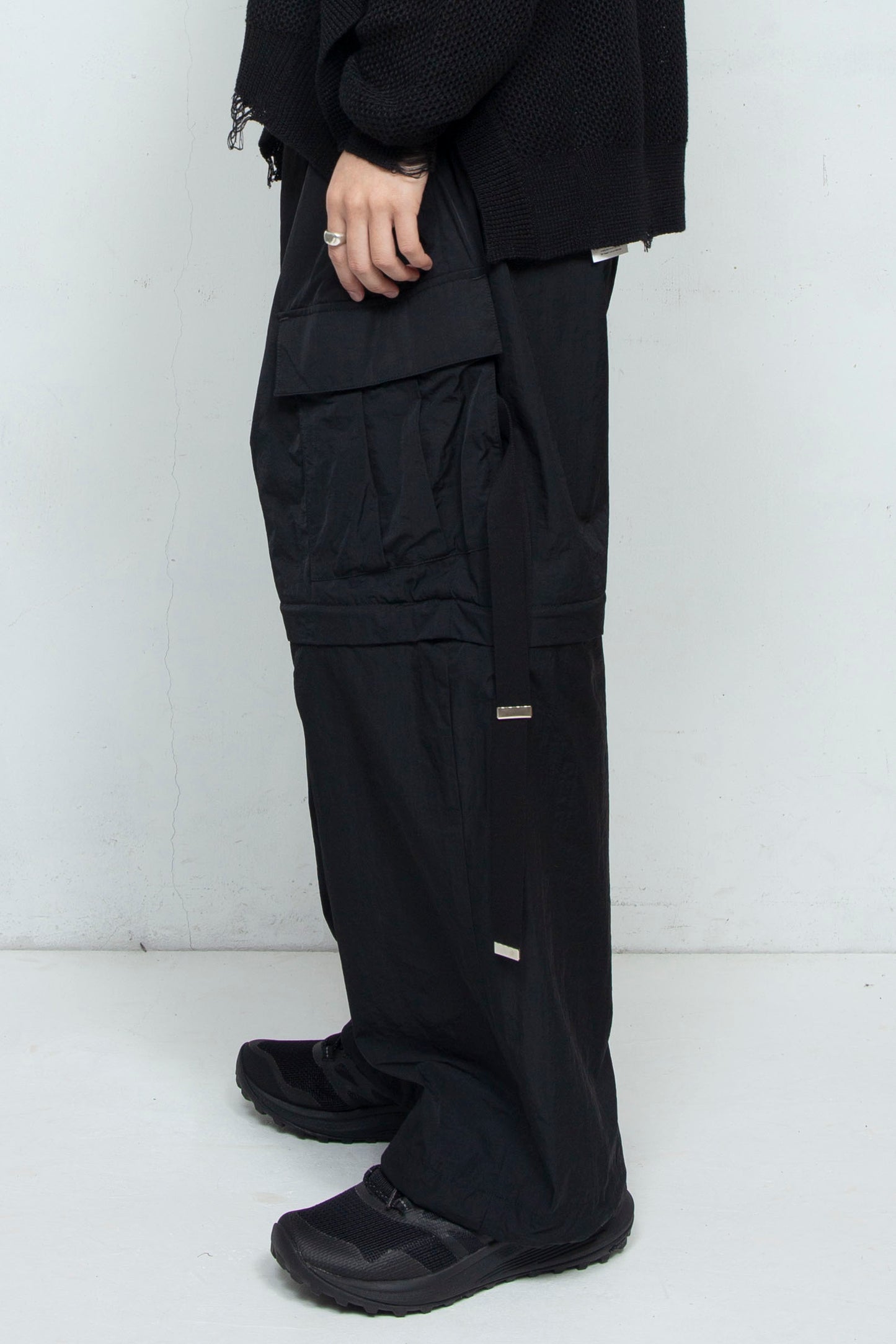 *Limited Fabric* LB25SS-PT05-HCVN | VINTAGE NYLON DETACHABLE CARGO PANTS | BLACK