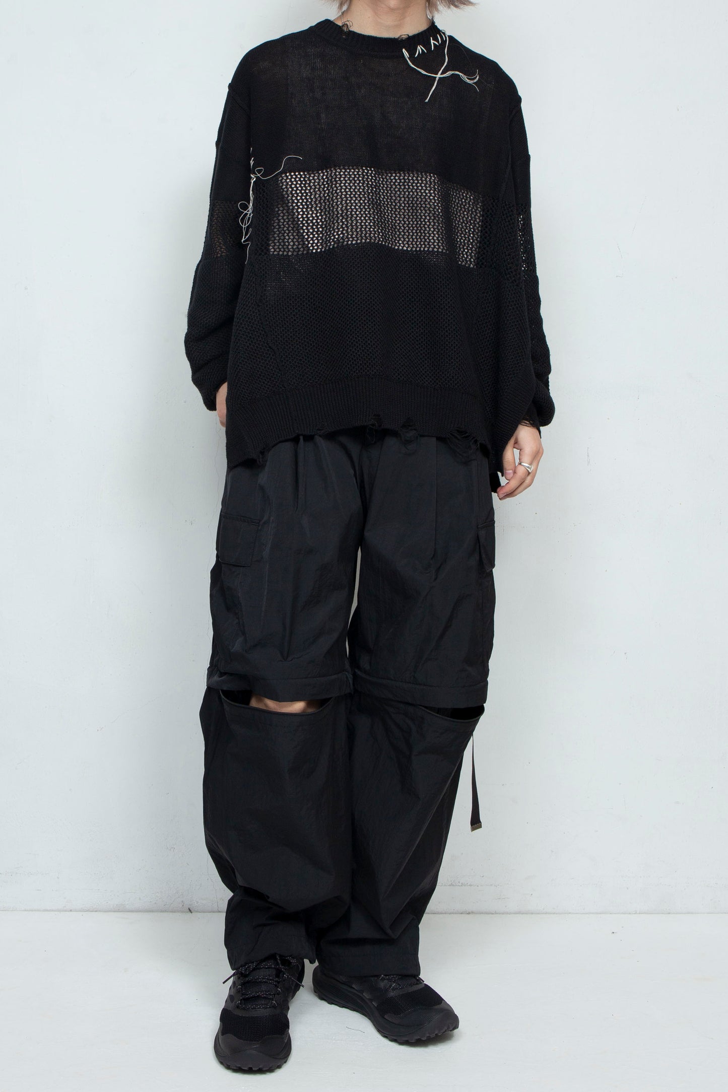 *Limited Fabric* LB25SS-PT05-HCVN | VINTAGE NYLON DETACHABLE CARGO PANTS | BLACK