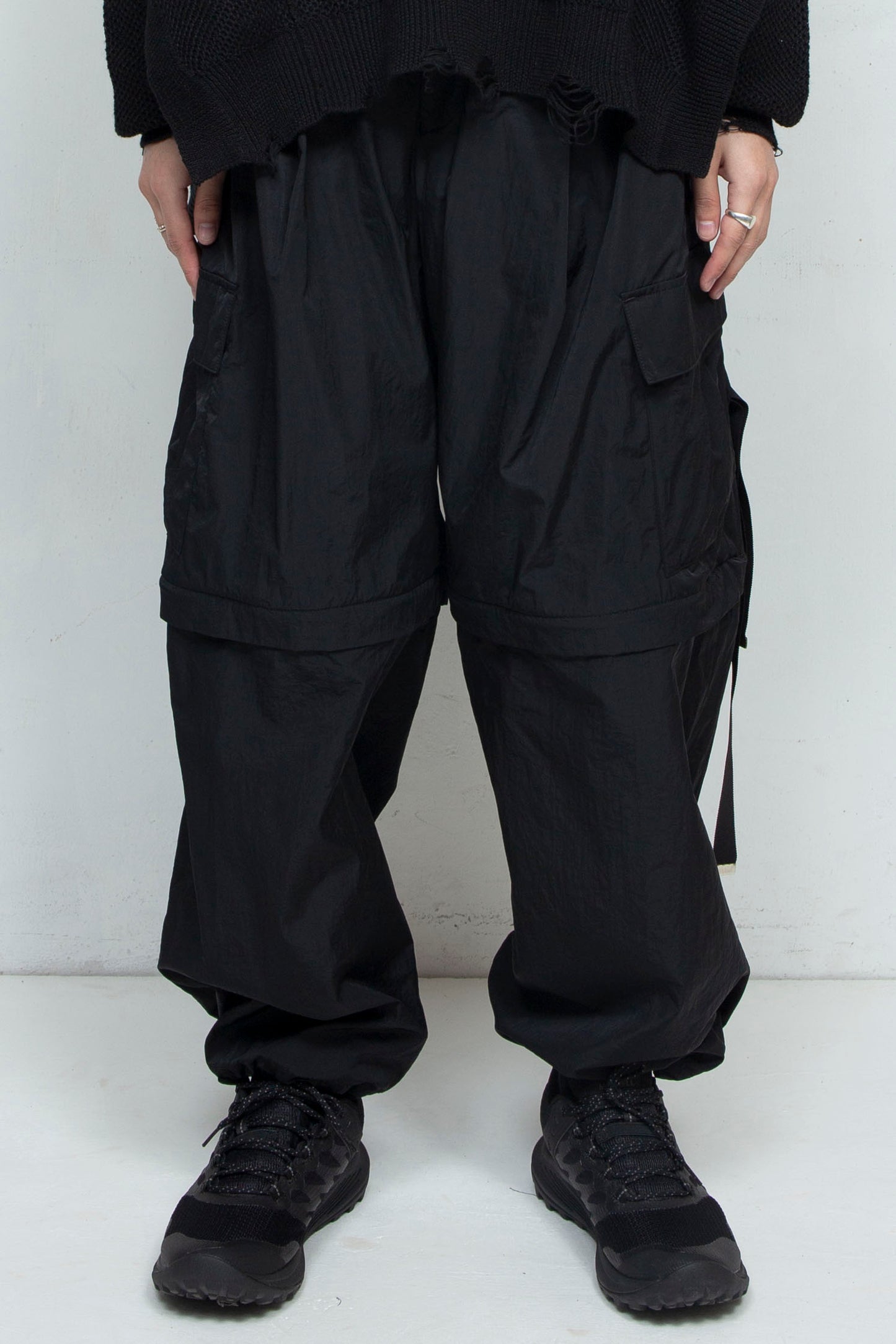 *Limited Fabric* LB25SS-PT05-HCVN | VINTAGE NYLON DETACHABLE CARGO PANTS | BLACK