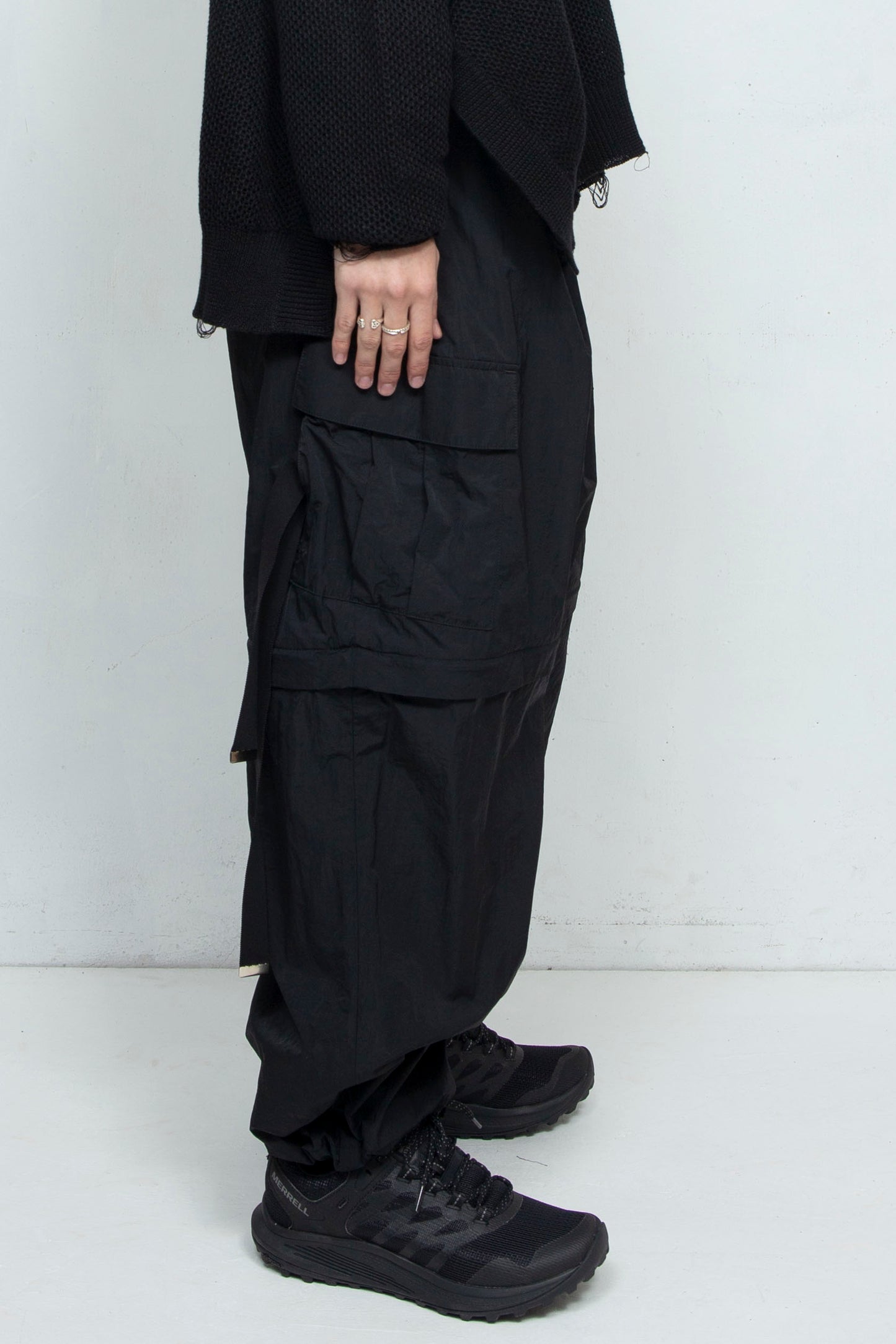 *Limited Fabric* LB25SS-PT05-HCVN | VINTAGE NYLON DETACHABLE CARGO PANTS | BLACK