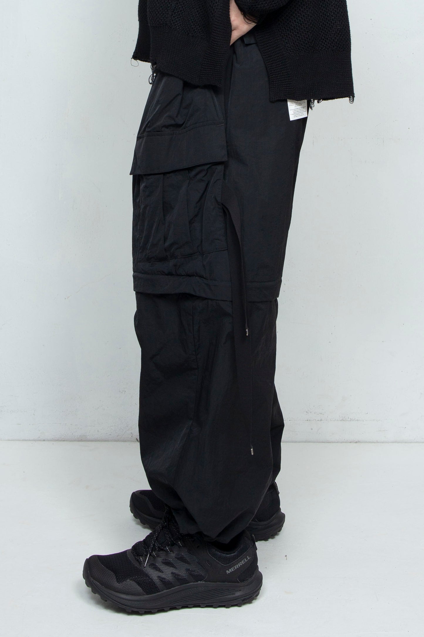 *Limited Fabric* LB25SS-PT05-HCVN | VINTAGE NYLON DETACHABLE CARGO PANTS | BLACK