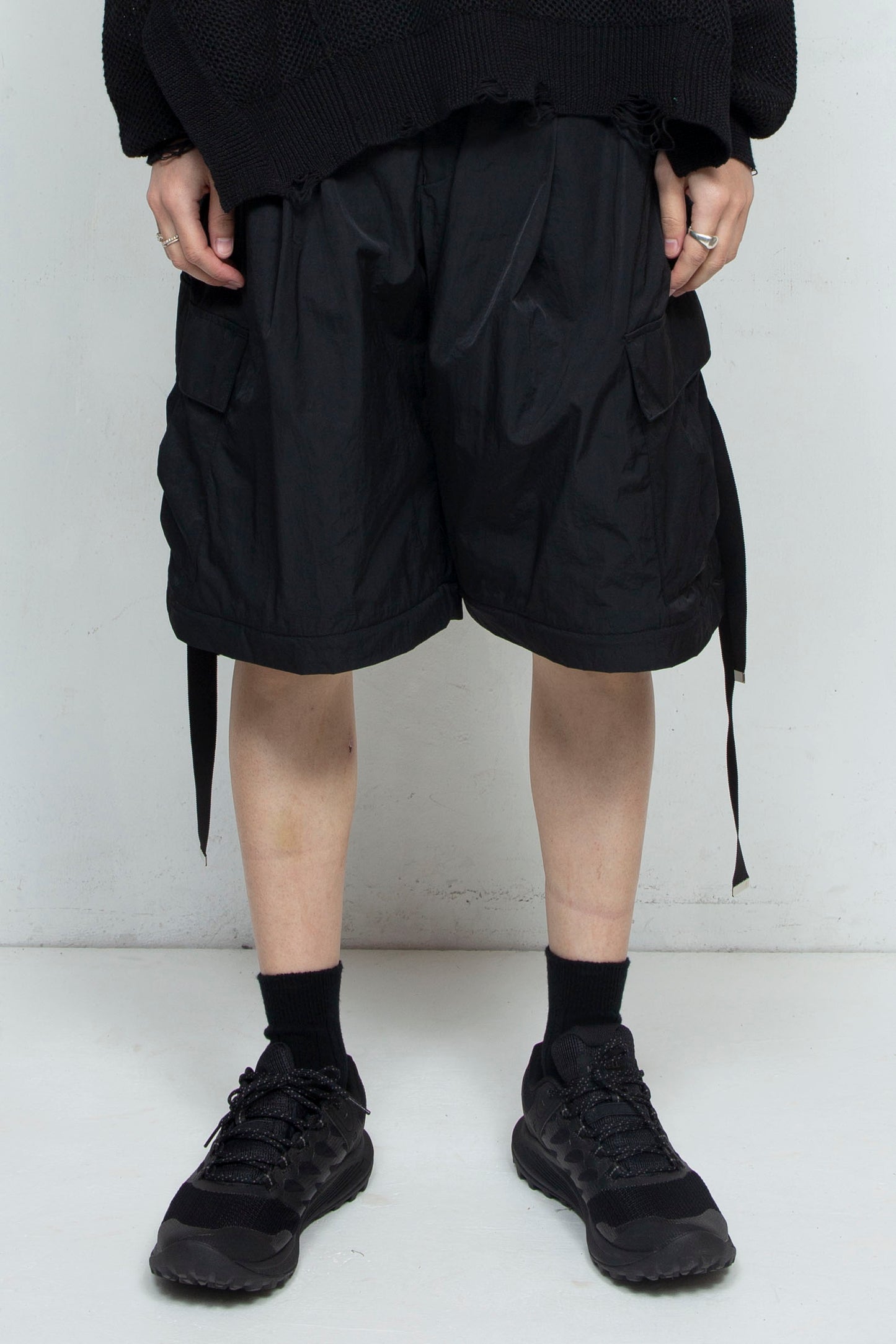 *Limited Fabric* LB25SS-PT05-HCVN | VINTAGE NYLON DETACHABLE CARGO PANTS | BLACK
