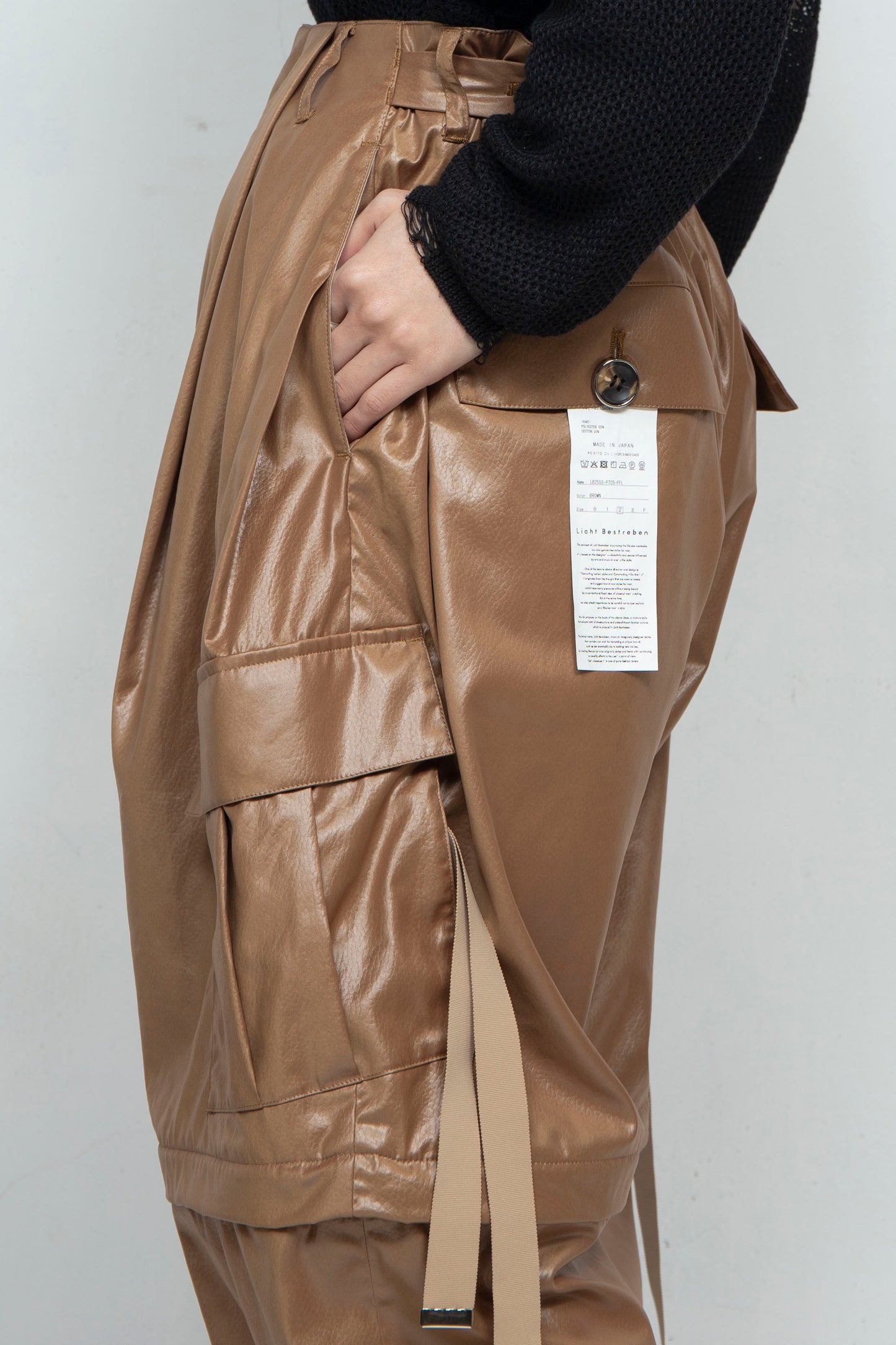 <LAST 1点> LB25SS-PT05-FFL | FAKE-FAKE LEATHER Ⅱ デタッチャブルカーゴパンツ | BROWN