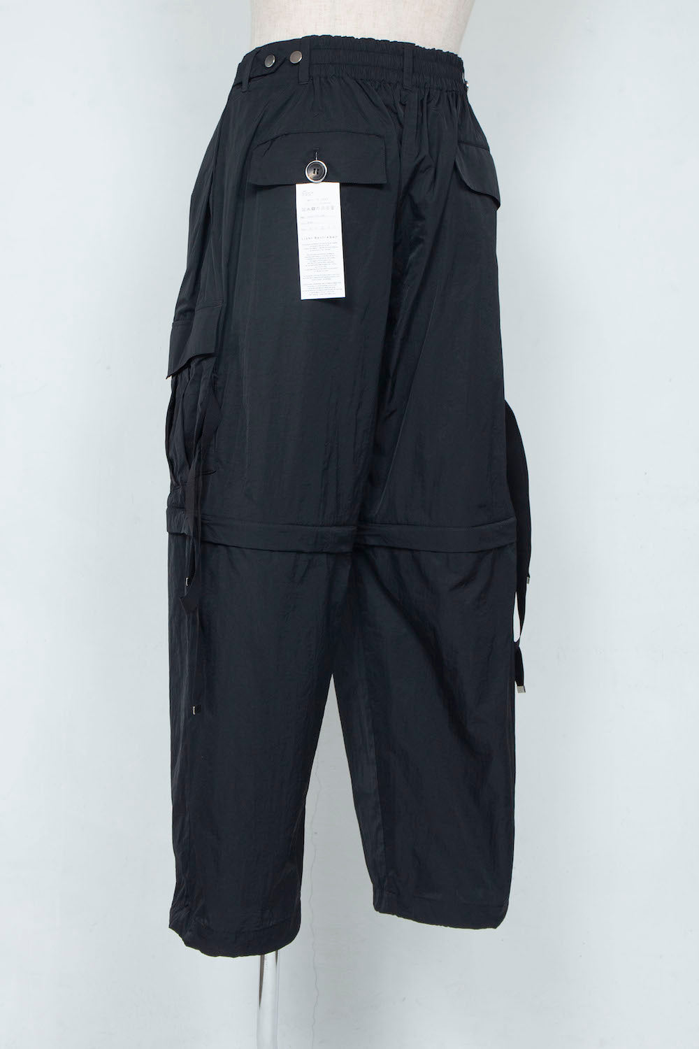 *Limited Fabric* LB25SS-PT05-HCVN | VINTAGE NYLON DETACHABLE CARGO PANTS | BLACK