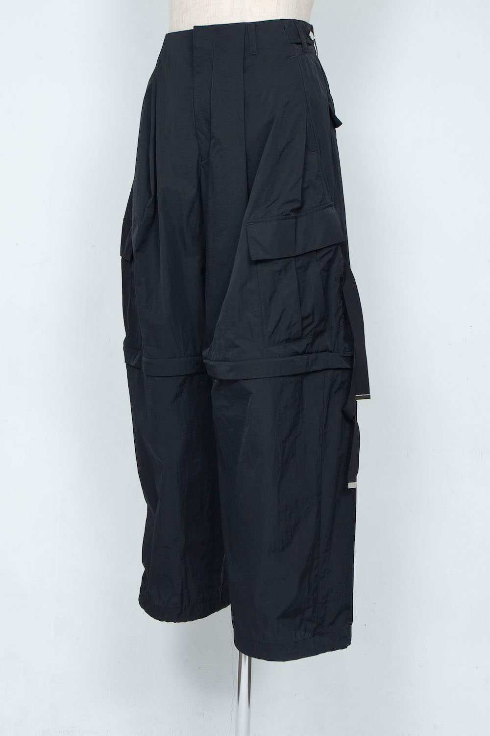 *Limited Fabric* LB25SS-PT05-HCVN | VINTAGE NYLON DETACHABLE CARGO PANTS | BLACK