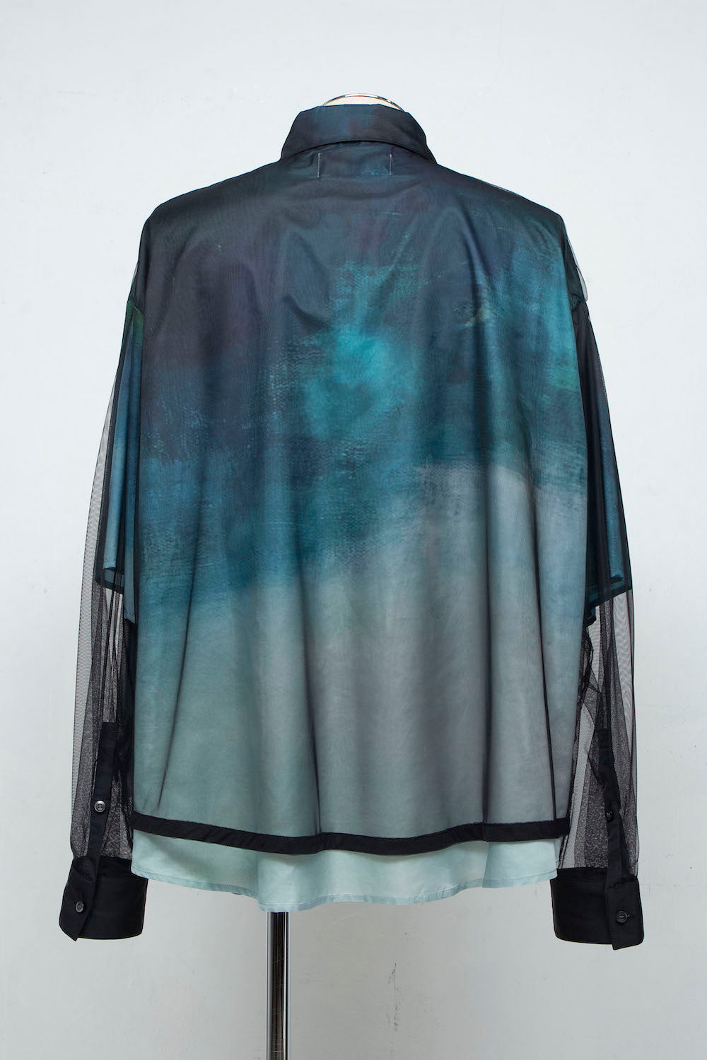 LB25SS-SH08-RCT-LSC | Original graphic 3D layered blouse | COLD LANDSCAPE