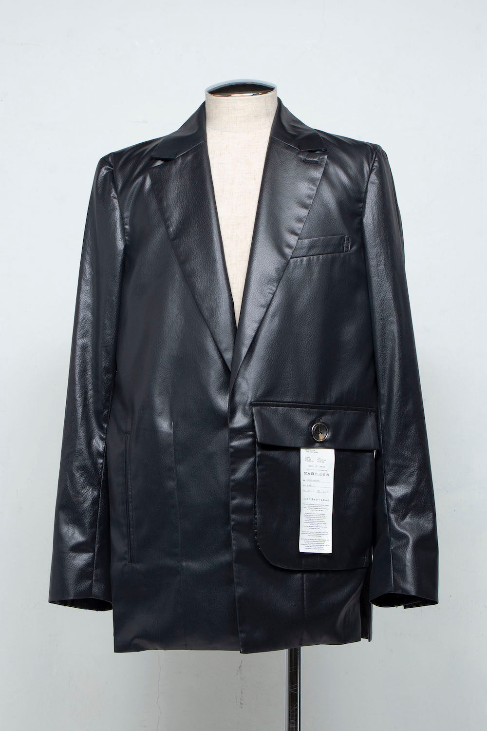 LB25SS-JK06-FFL| FAKE-FAKE LEATHER Ⅱ アシンメトリーディテールテーラードジャケット | BLACK