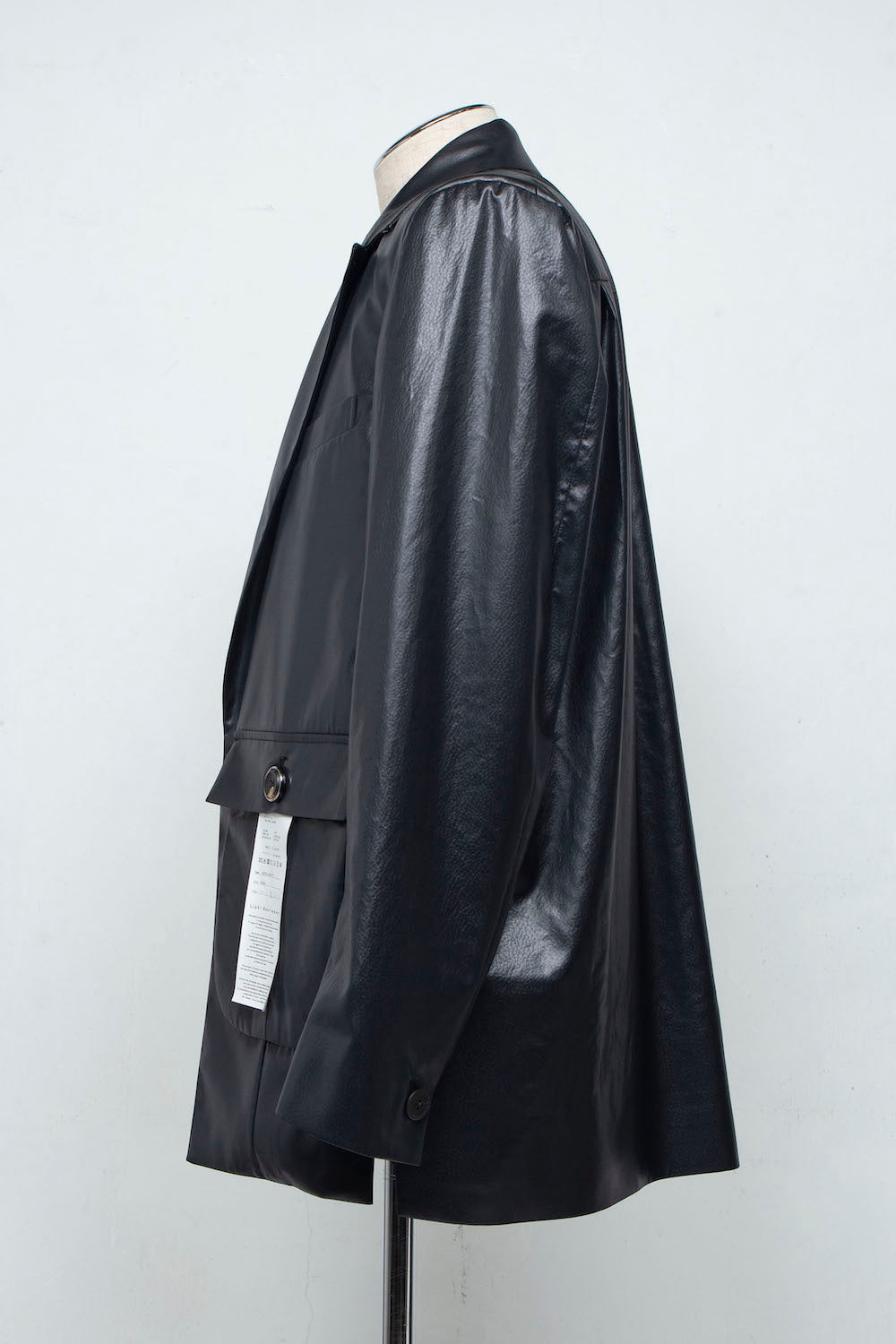 LB25SS-JK06-FFL| FAKE-FAKE LEATHER Ⅱ アシンメトリーディテールテーラードジャケット | BLACK
