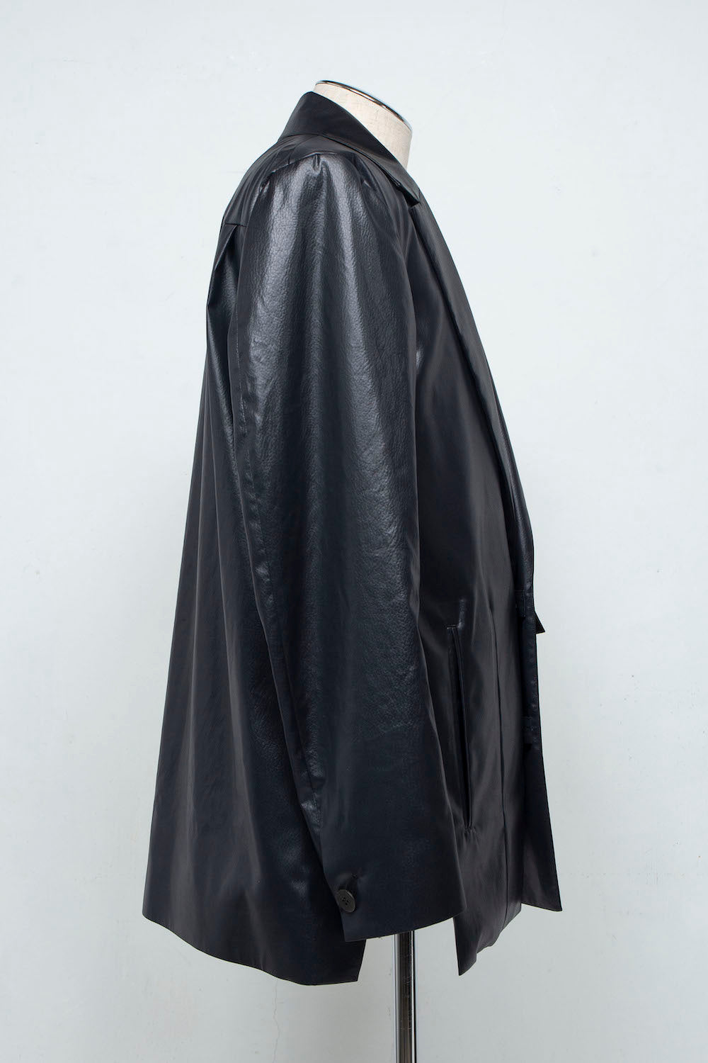 LB25SS-JK06-FFL| FAKE-FAKE LEATHER Ⅱ アシンメトリーディテールテーラードジャケット | BLACK