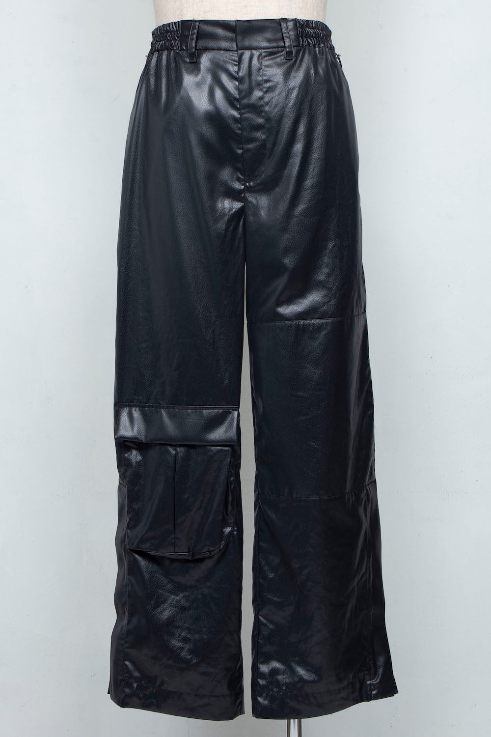 <LAST 1点> LB25SS-PT07-FFL | FAKE-FAKE LEATHER Ⅱ アシンメトリーディテールペイントトラウザー | BLACK