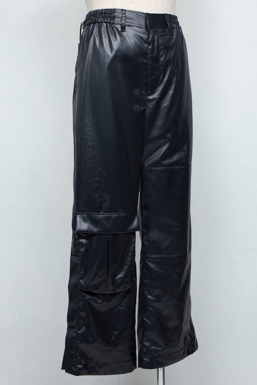 <LAST 1点> LB25SS-PT07-FFL | FAKE-FAKE LEATHER Ⅱ アシンメトリーディテールペイントトラウザー | BLACK