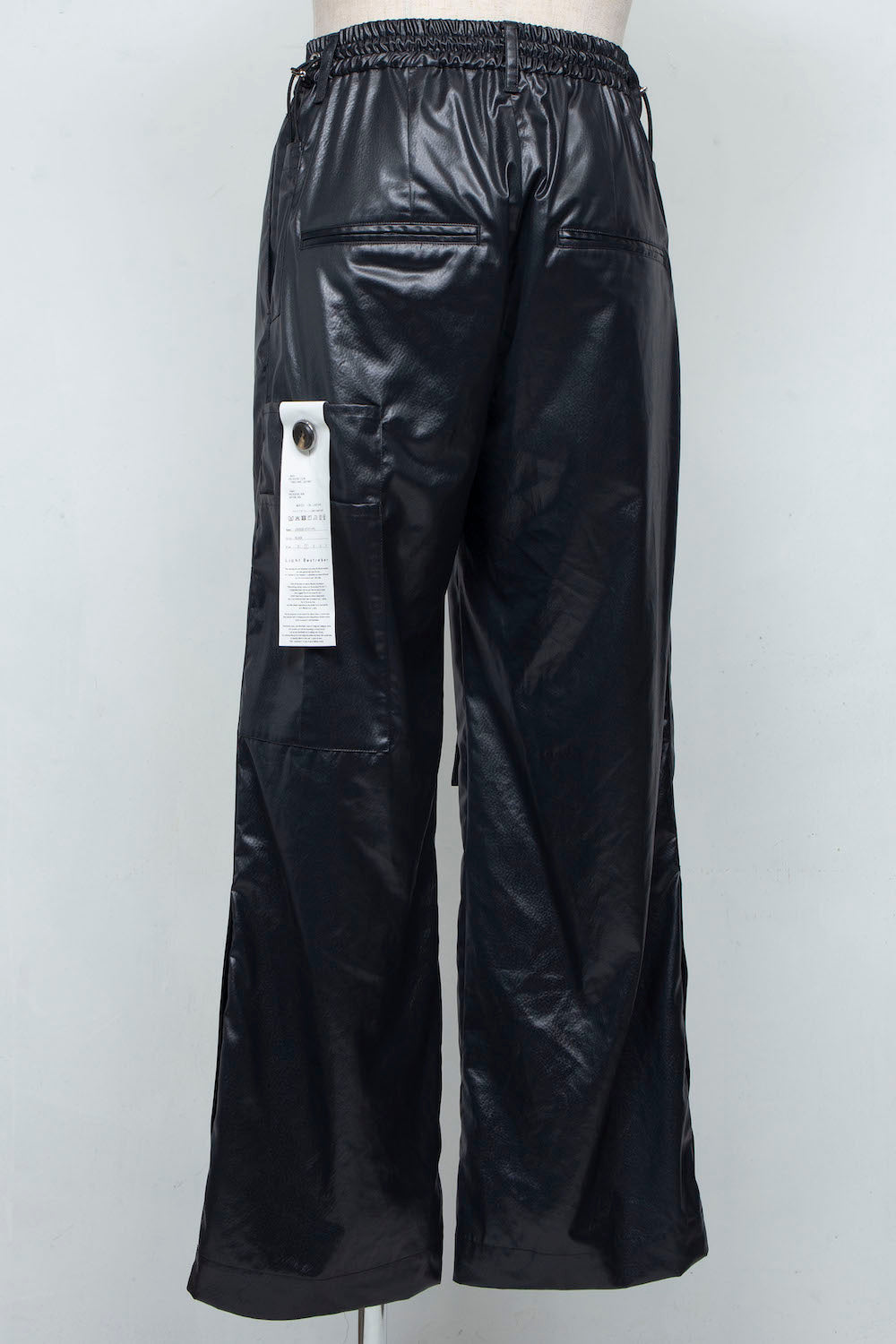 <LAST 1点> LB25SS-PT07-FFL | FAKE-FAKE LEATHER Ⅱ アシンメトリーディテールペイントトラウザー | BLACK