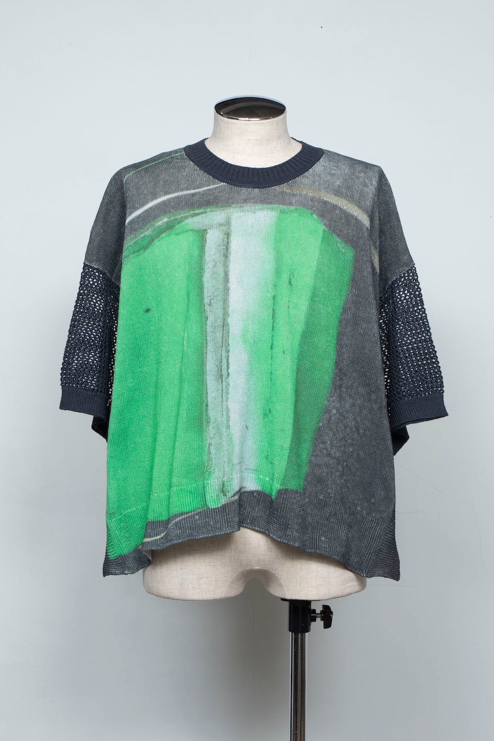 LB25SS-KNTE04 | グラフィカルサマーニットTシャツ | CHARCOAL×GREEN