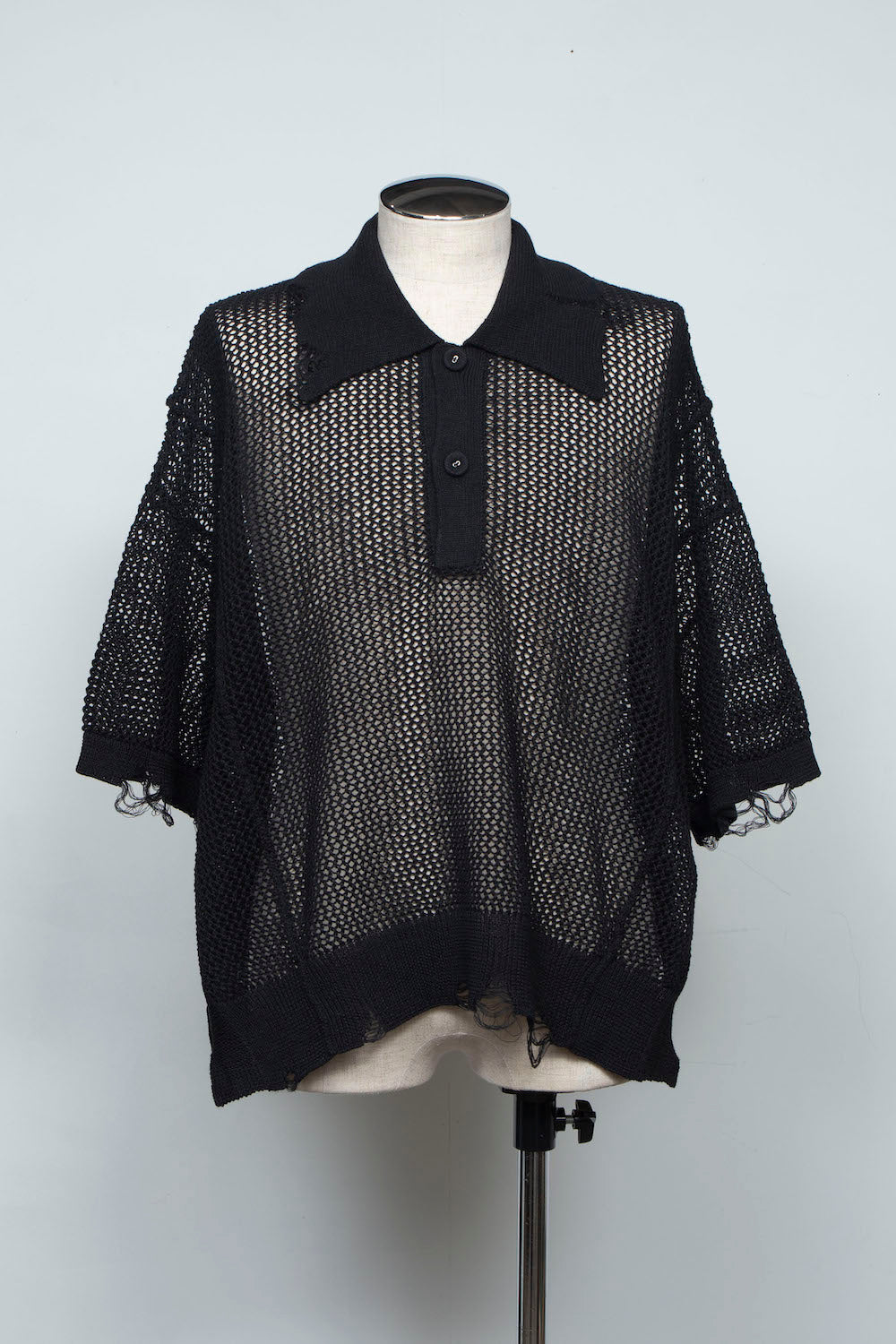 LB25SS-KNPS02 | クラッシュドシアーニットポロ | BLACK