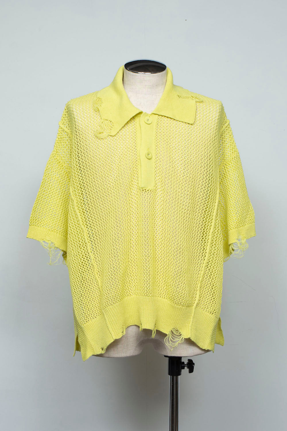 LB25SS-KNPS02 | クラッシュドシアーニットポロ | YELLOW