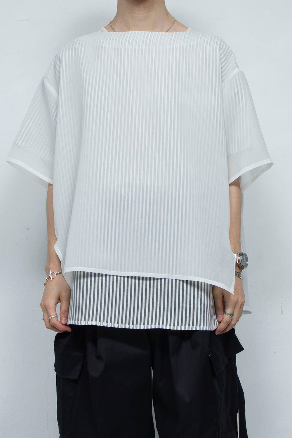 LB24SS-PO06-ETR | ボートネックフェイクレイヤープルオーバー | WHITE