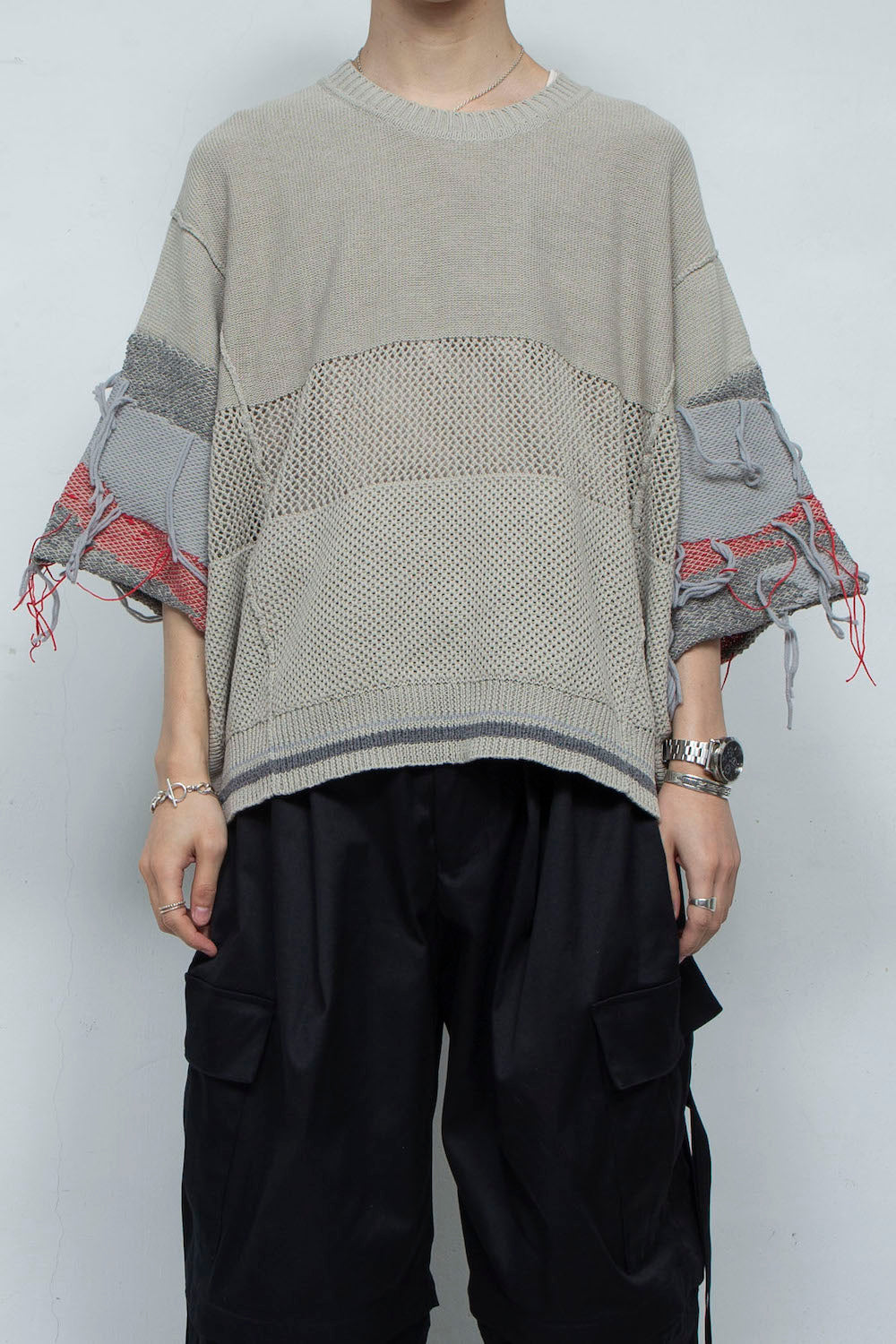 *限定* LB24SS-KNPS01-TRA-TE | スレッドインターシャサマーニットクルーネック | SAND