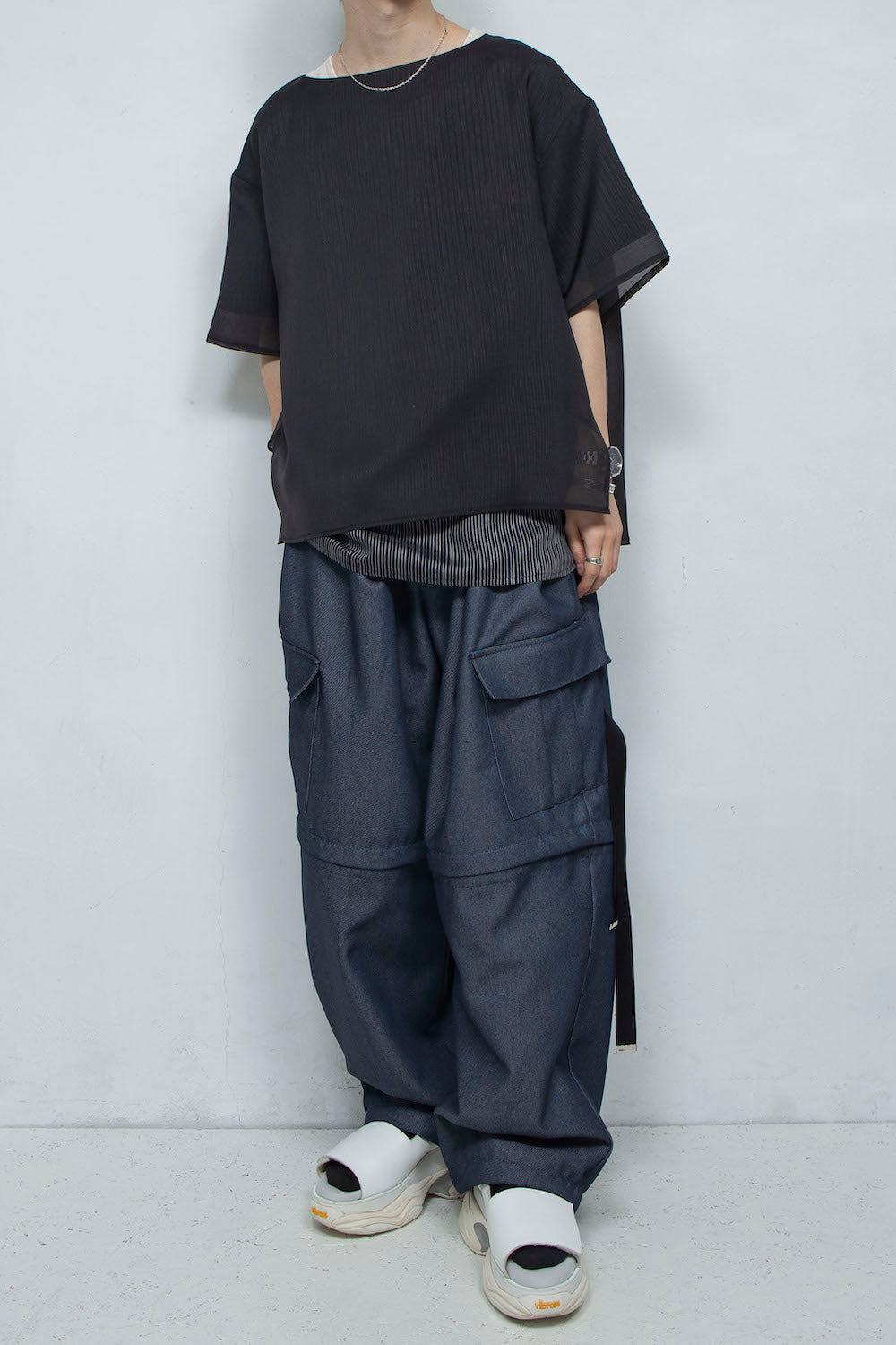 LB24SS-PO06-ETR | ボートネックフェイクレイヤープルオーバー | BLACK