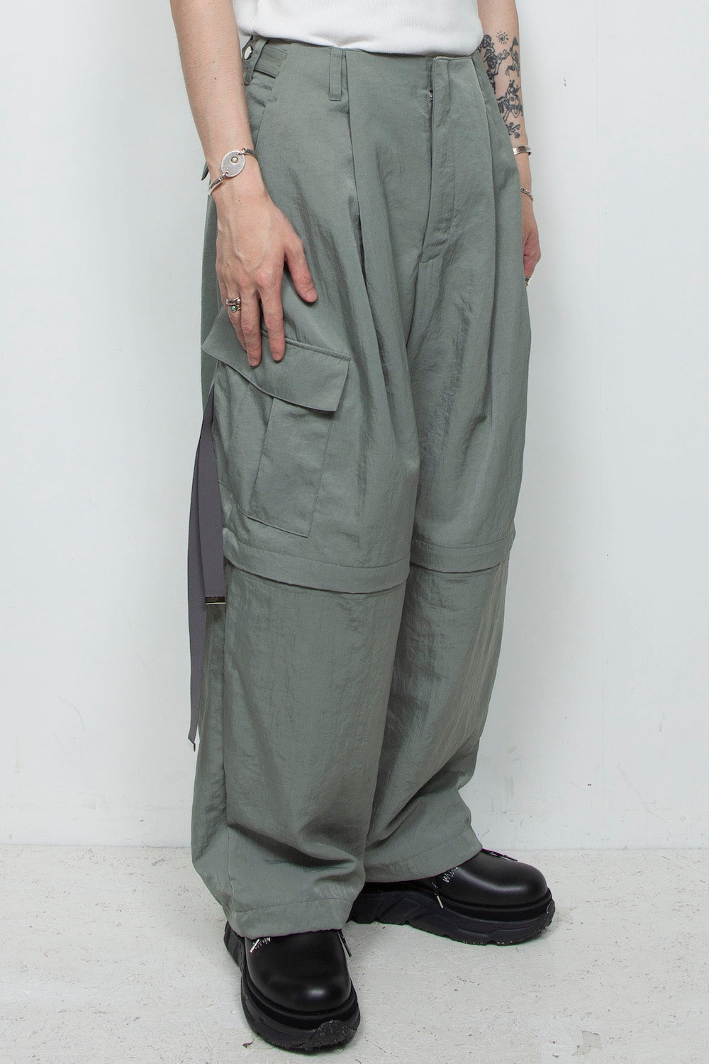 <LAST 1点> LB25AW-PT05-VTN | ヴィンテージナイロンデタッチャブルカーゴパンツ | SKY GRAY
