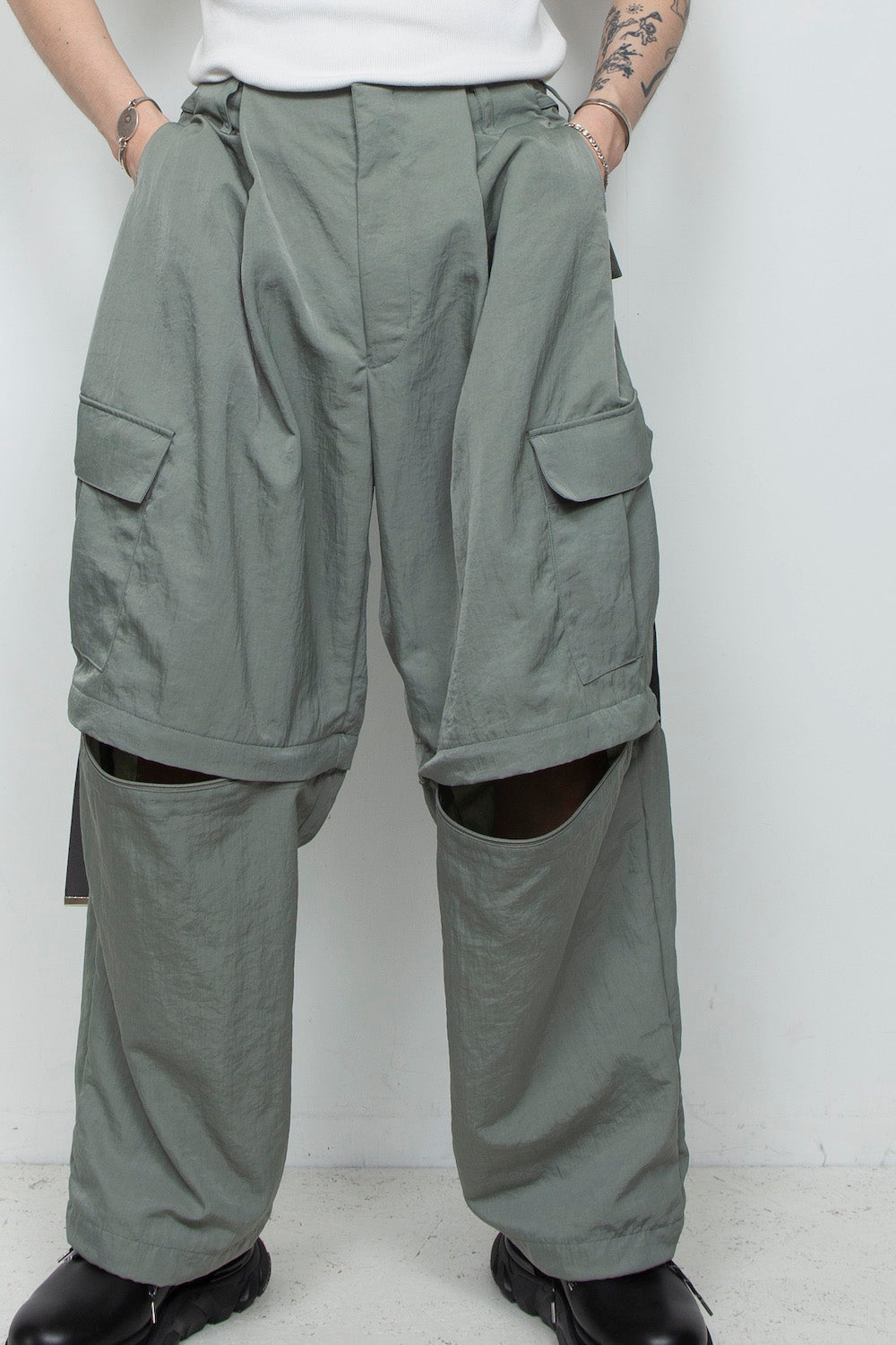 <LAST 1点> LB25AW-PT05-VTN | ヴィンテージナイロンデタッチャブルカーゴパンツ | SKY GRAY