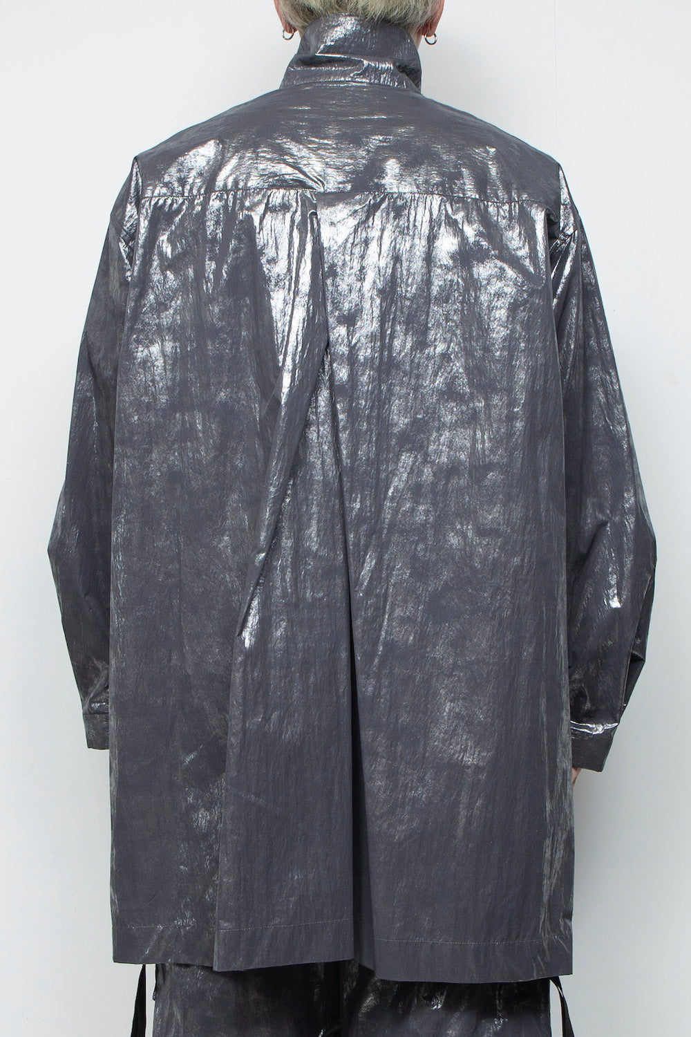 <LAST 1点> LB25AW-SHCO01-HKW | ウォッシュドホイルコーティングステンカラーライトコート | STEEL GRAY