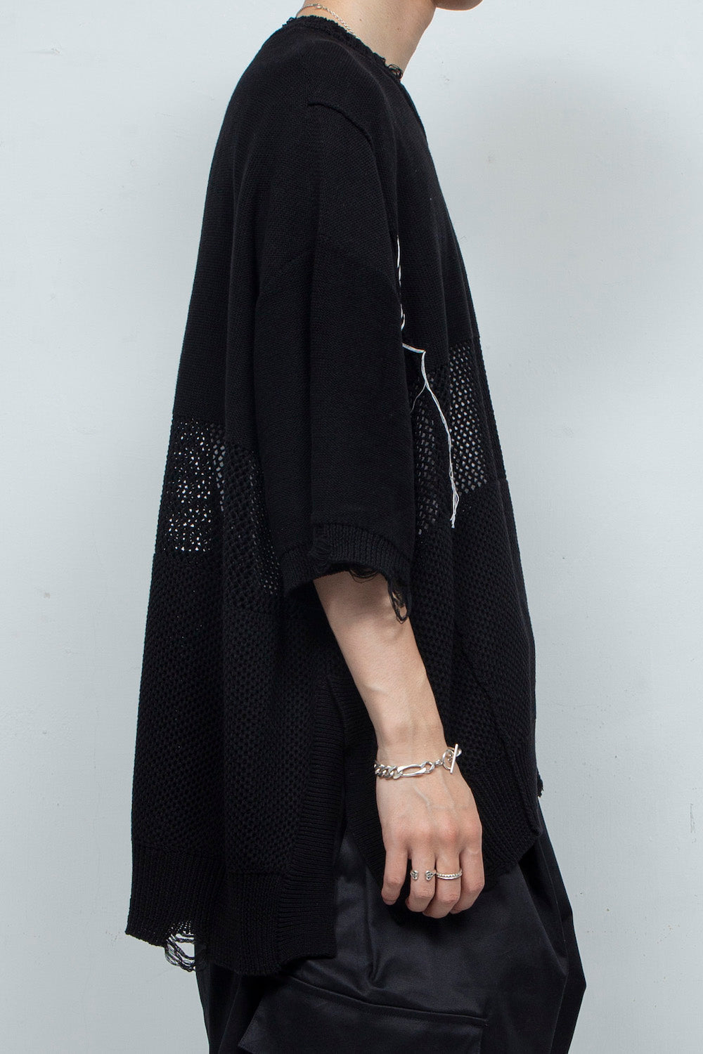 *Limited Edition* LBLM-KNTE02 | Crushed Hand Stitch Knit T-Shirt | BLACK