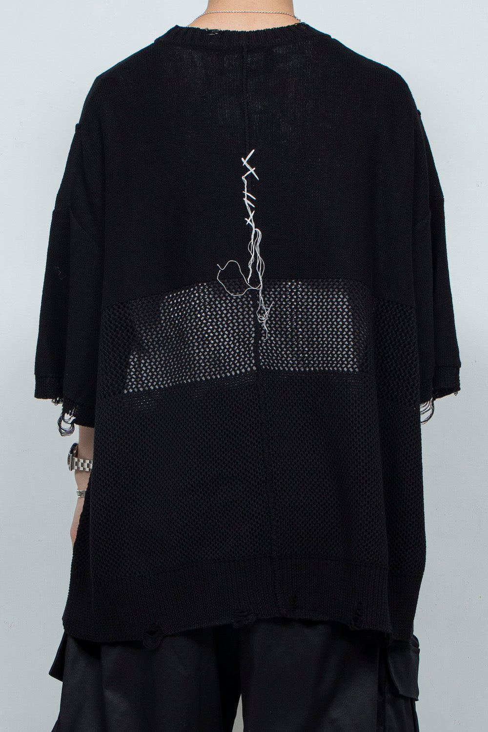 *Limited Edition* LBLM-KNTE02 | Crushed Hand Stitch Knit T-Shirt | BLACK