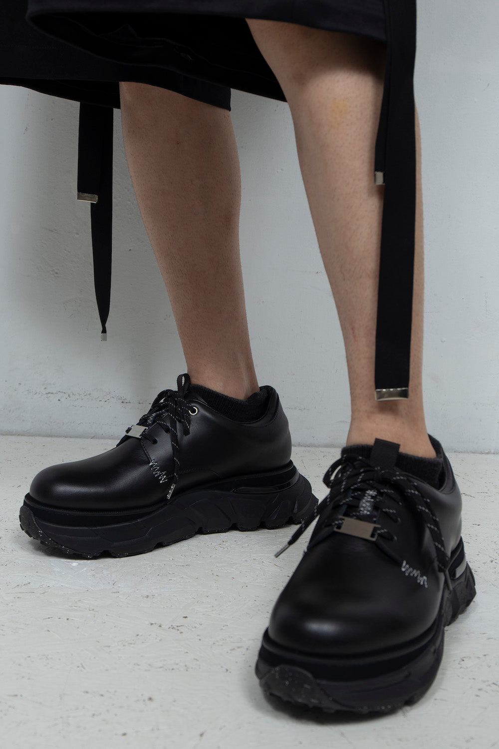 *限定* *復刻版* LBLM-SHOES01 | ステッチワークドッキングレザーシューズ | BLACK