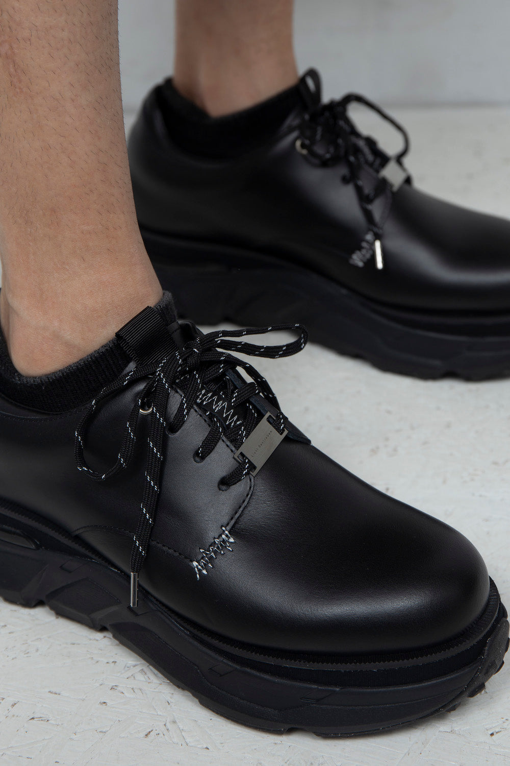 *限定* *復刻版* LBLM-SHOES01 | ステッチワークドッキングレザーシューズ | BLACK