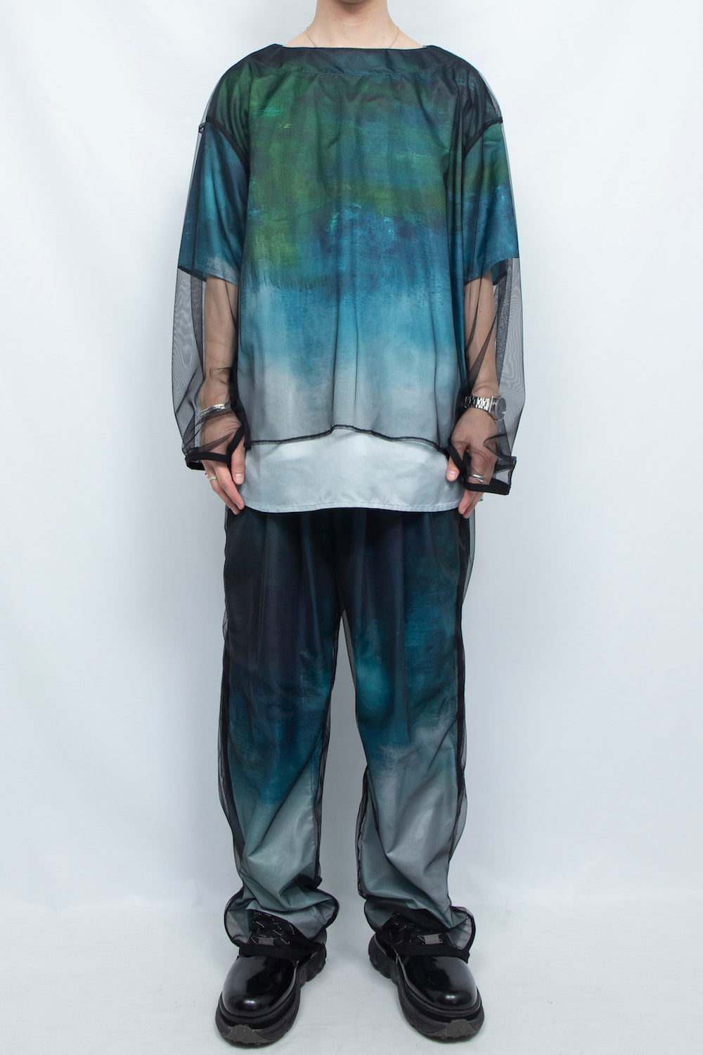 <LAST 1点>
LB25SS-PO06-RCT-LSC | オリジナルグラフィック3Dレイヤーボートネック | COLD LANDSCAPE