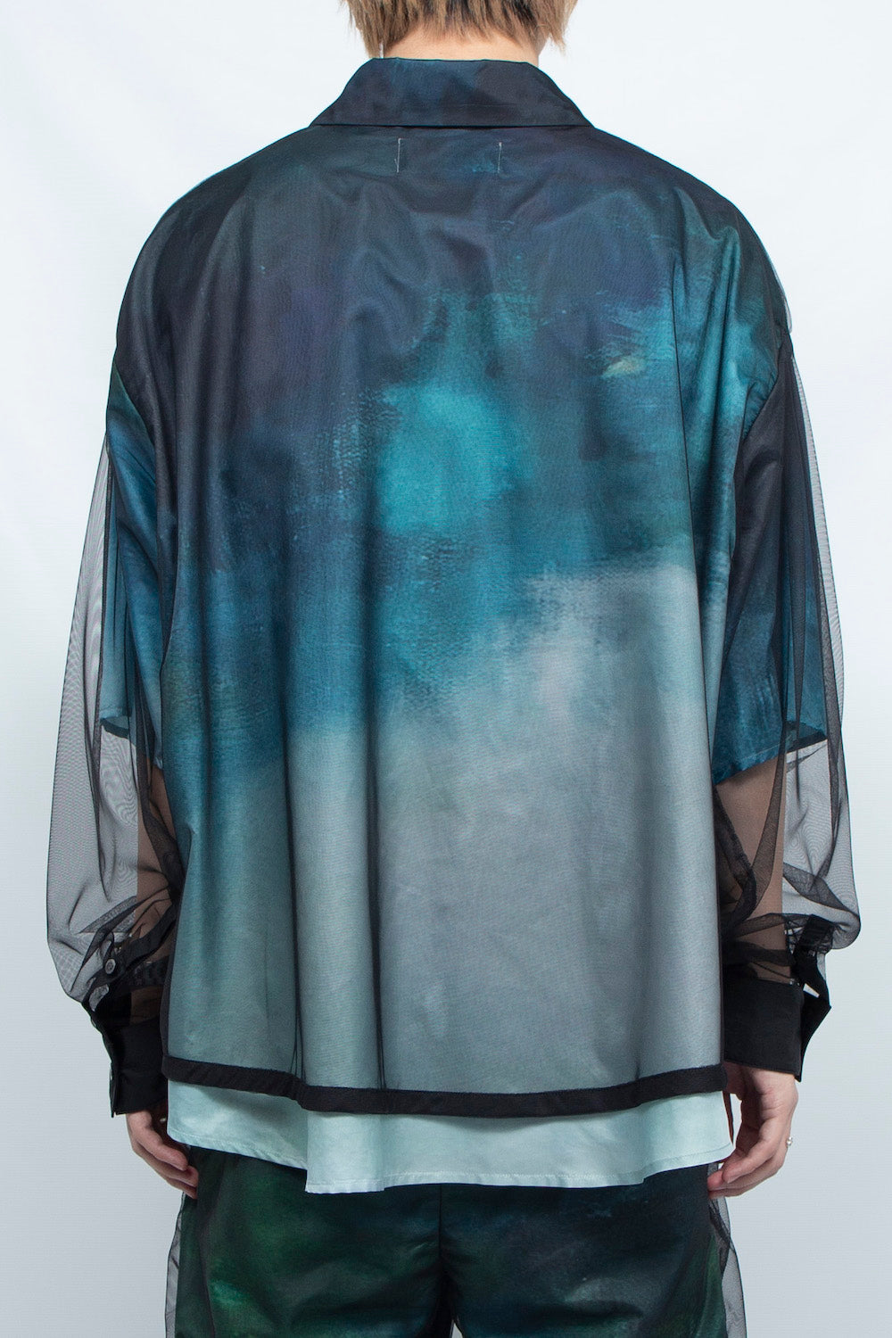 LB25SS-SH08-RCT-LSC | Original graphic 3D layered blouse | COLD LANDSCAPE