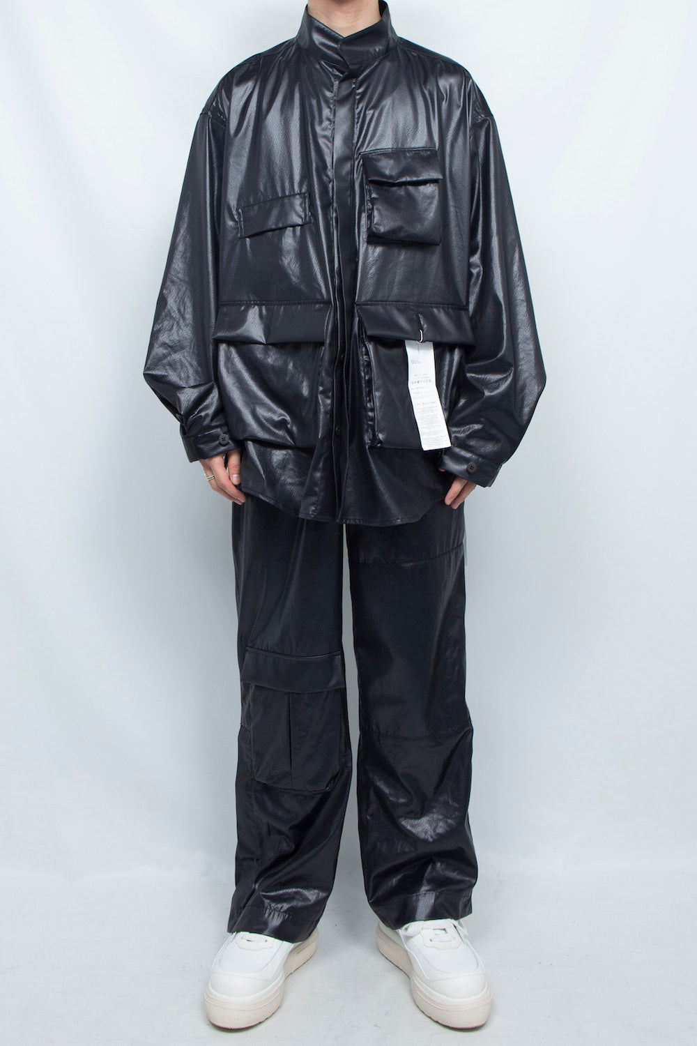 <LAST 1点>
LB25SS-SH07-FFL| FAKE-FAKE LEATHER Ⅱ M-65モチーフシャツジャケット | BLACK