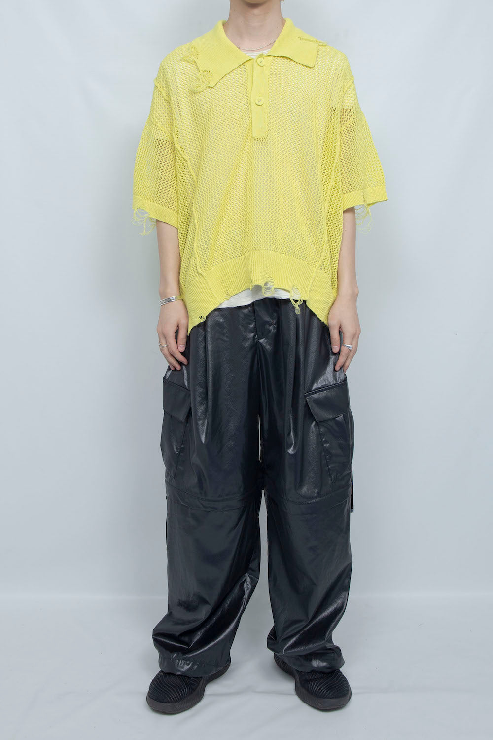 LB25SS-KNPS02 | クラッシュドシアーニットポロ | YELLOW