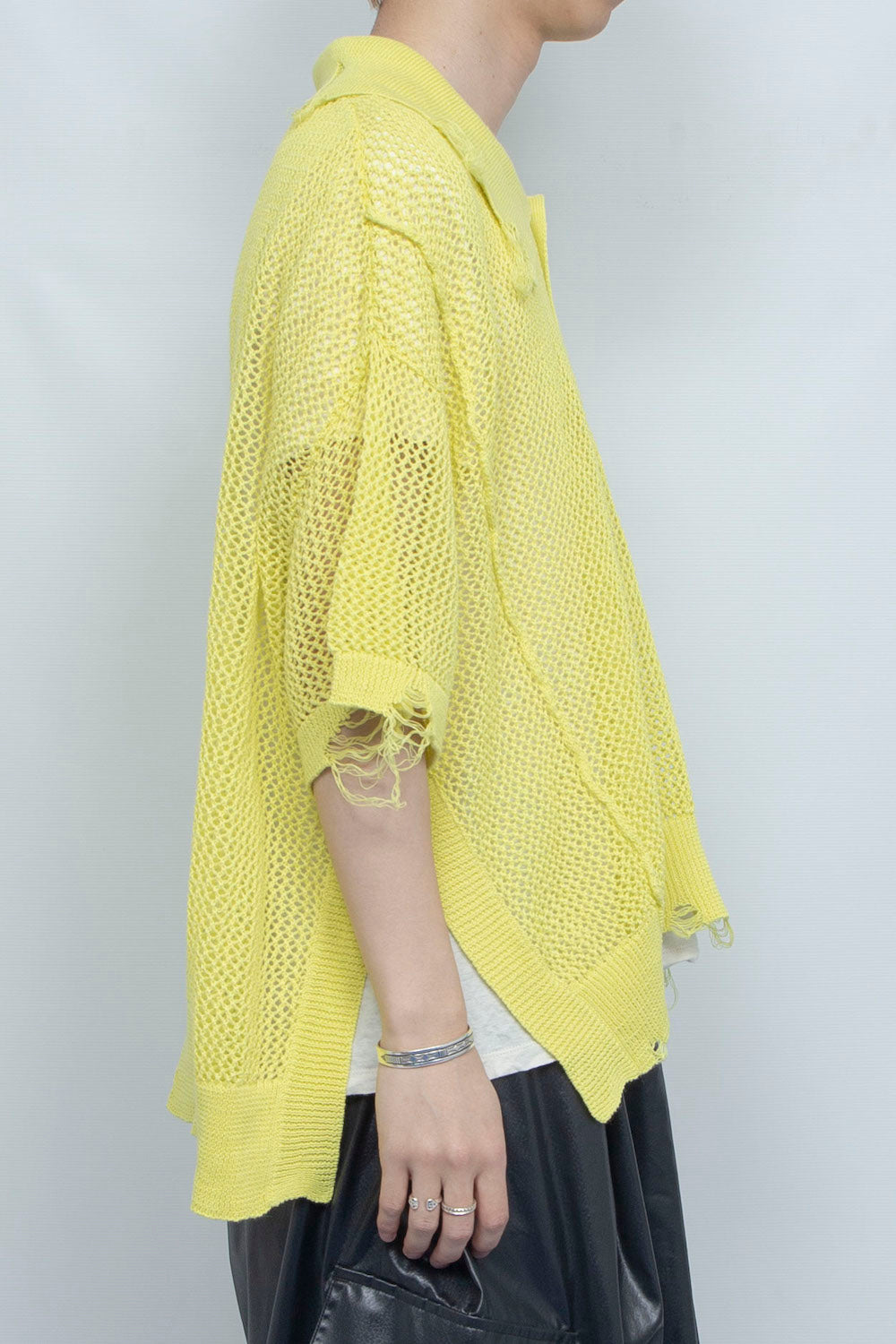 LB25SS-KNPS02 | クラッシュドシアーニットポロ | YELLOW