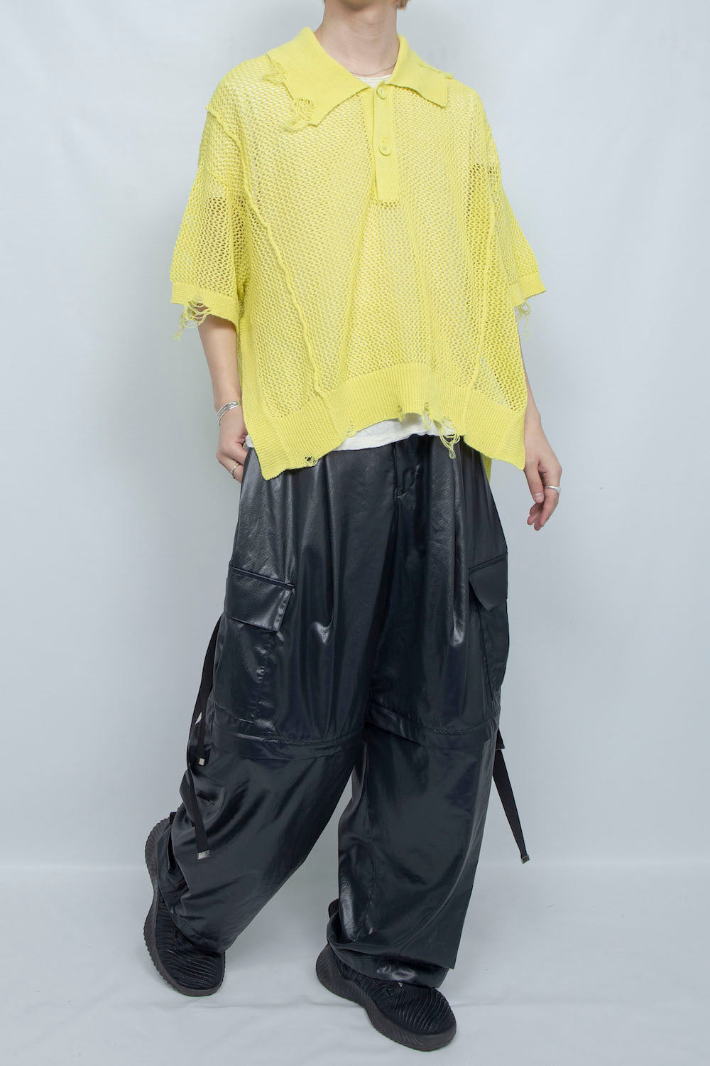 LB25SS-KNPS02 | クラッシュドシアーニットポロ | YELLOW