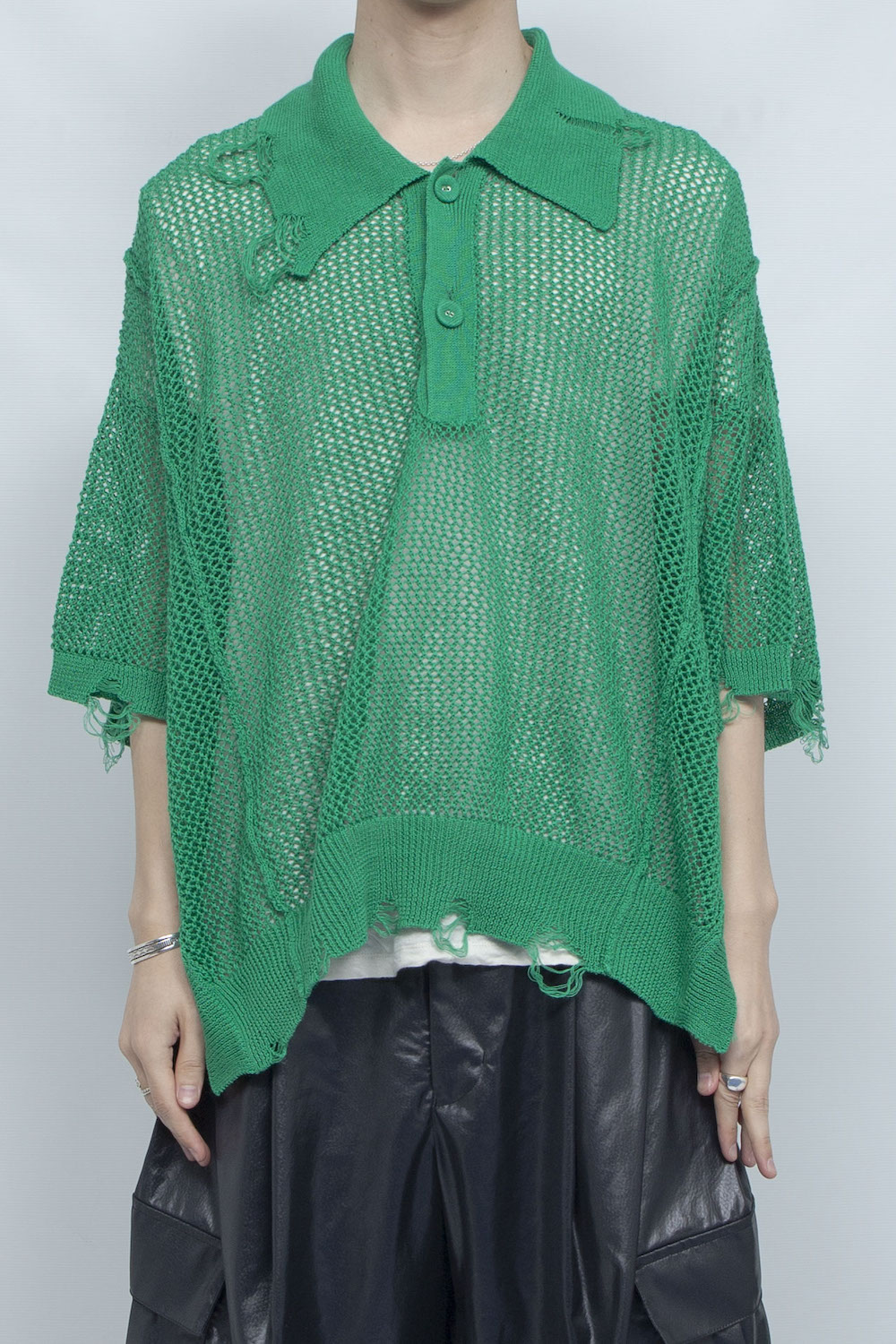 <LAST 1点>
LB25SS-KNPS02 | クラッシュドシアーニットポロ | GREEN