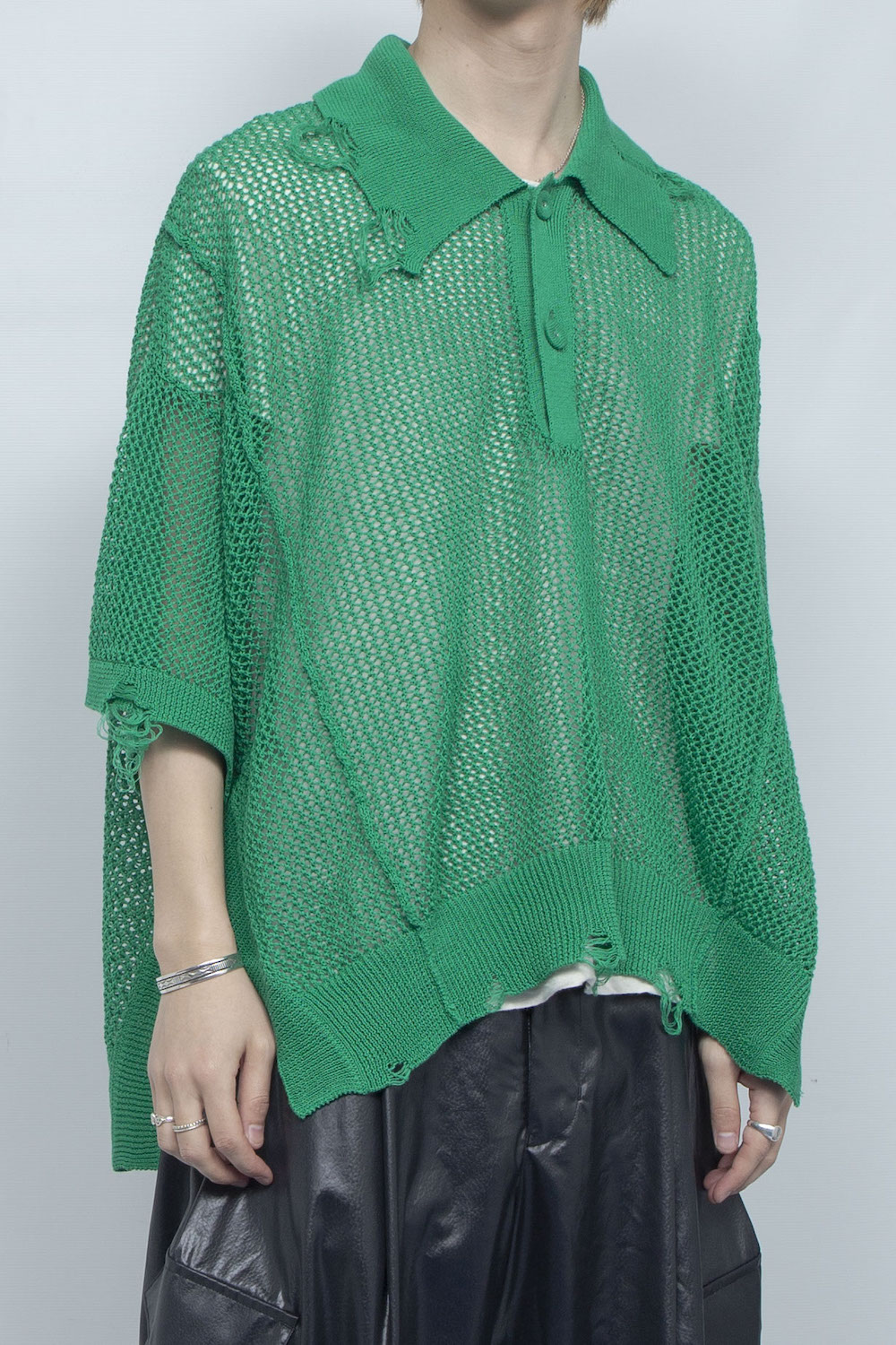<LAST 1点>
LB25SS-KNPS02 | クラッシュドシアーニットポロ | GREEN
