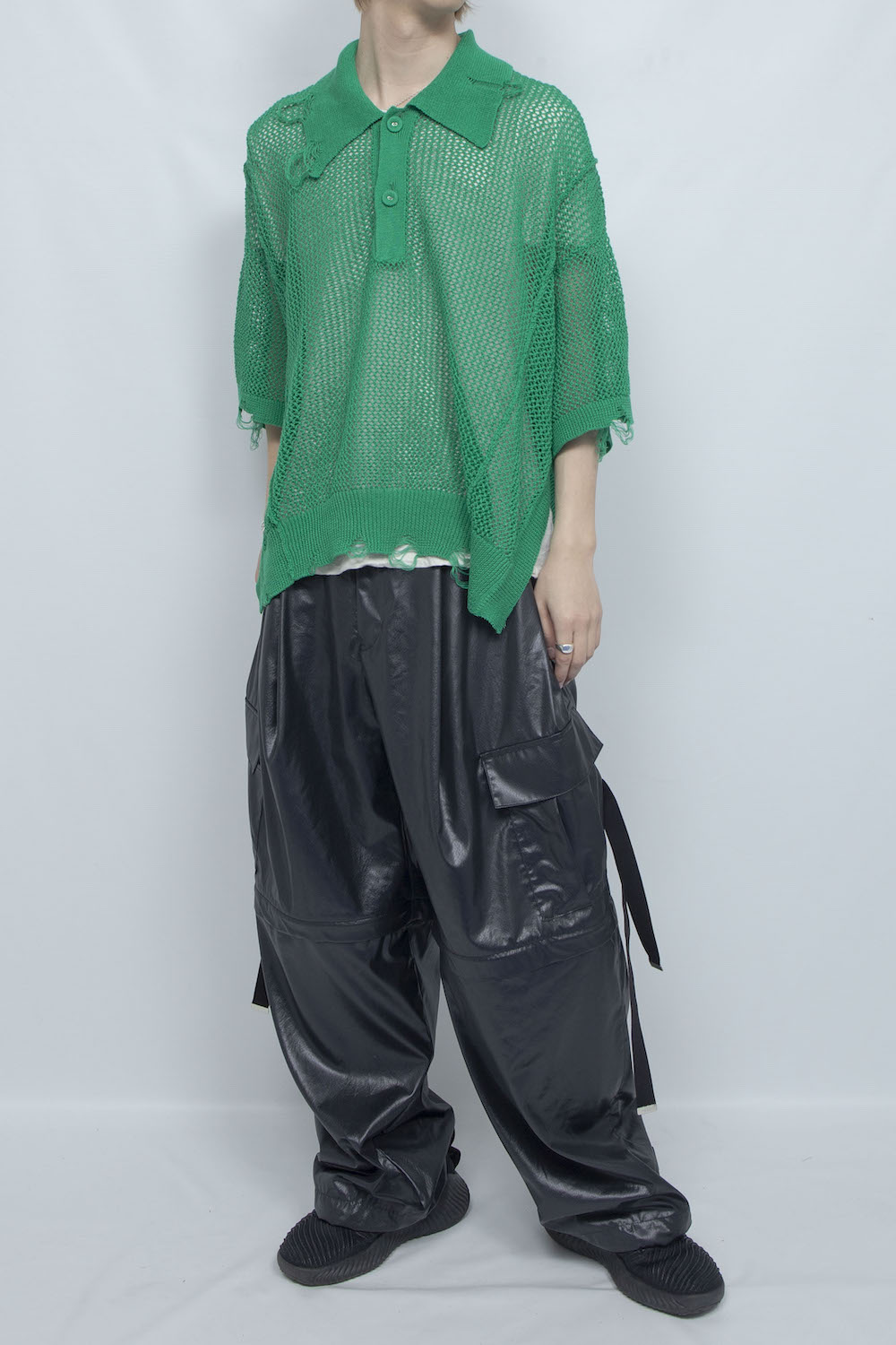<LAST 1点>
LB25SS-KNPS02 | クラッシュドシアーニットポロ | GREEN