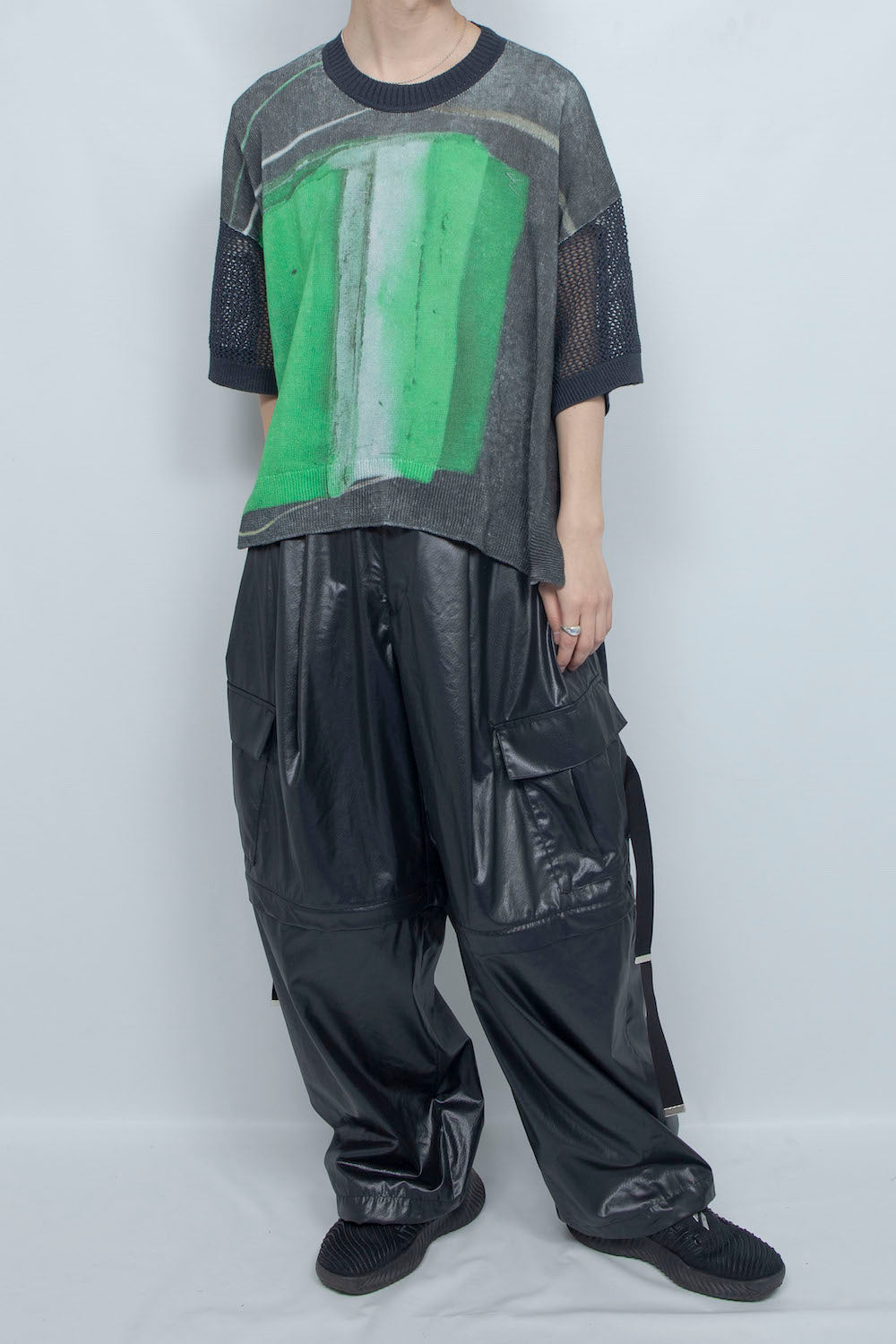 LB25SS-KNTE04 | グラフィカルサマーニットTシャツ | CHARCOAL×GREEN